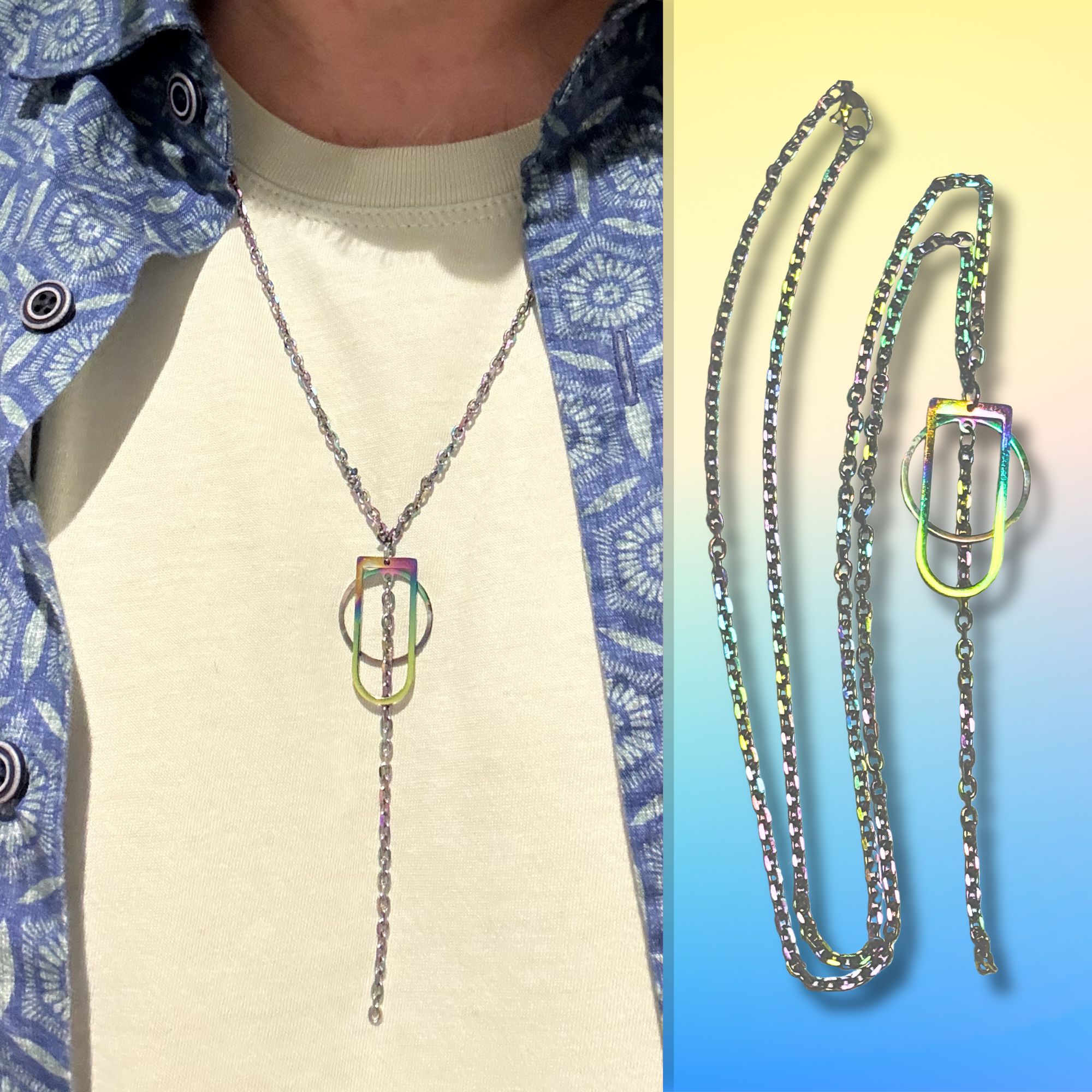 Geometric Rainbow Coloured Pendant Necklace