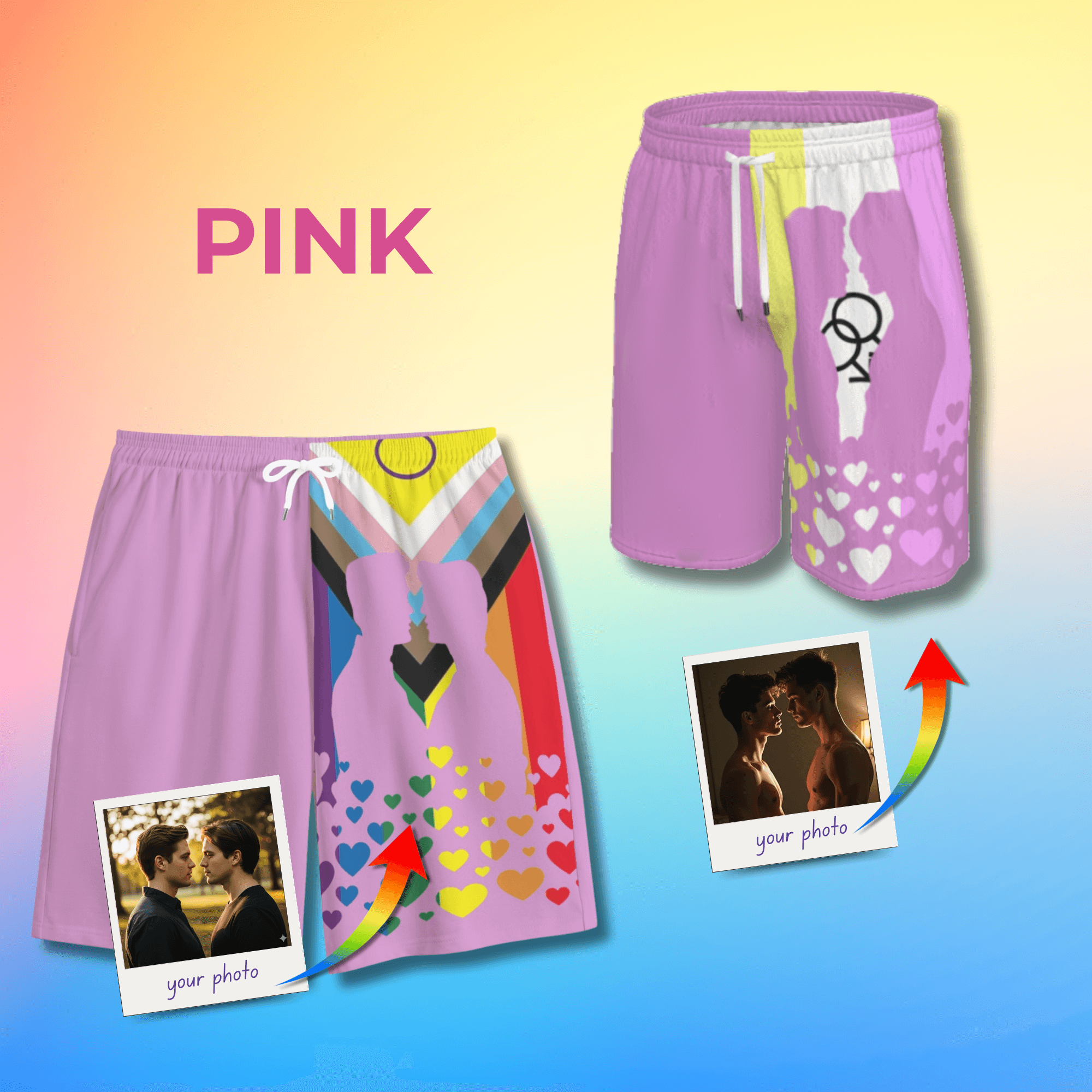 Custom Photo Pride Flag Shorts