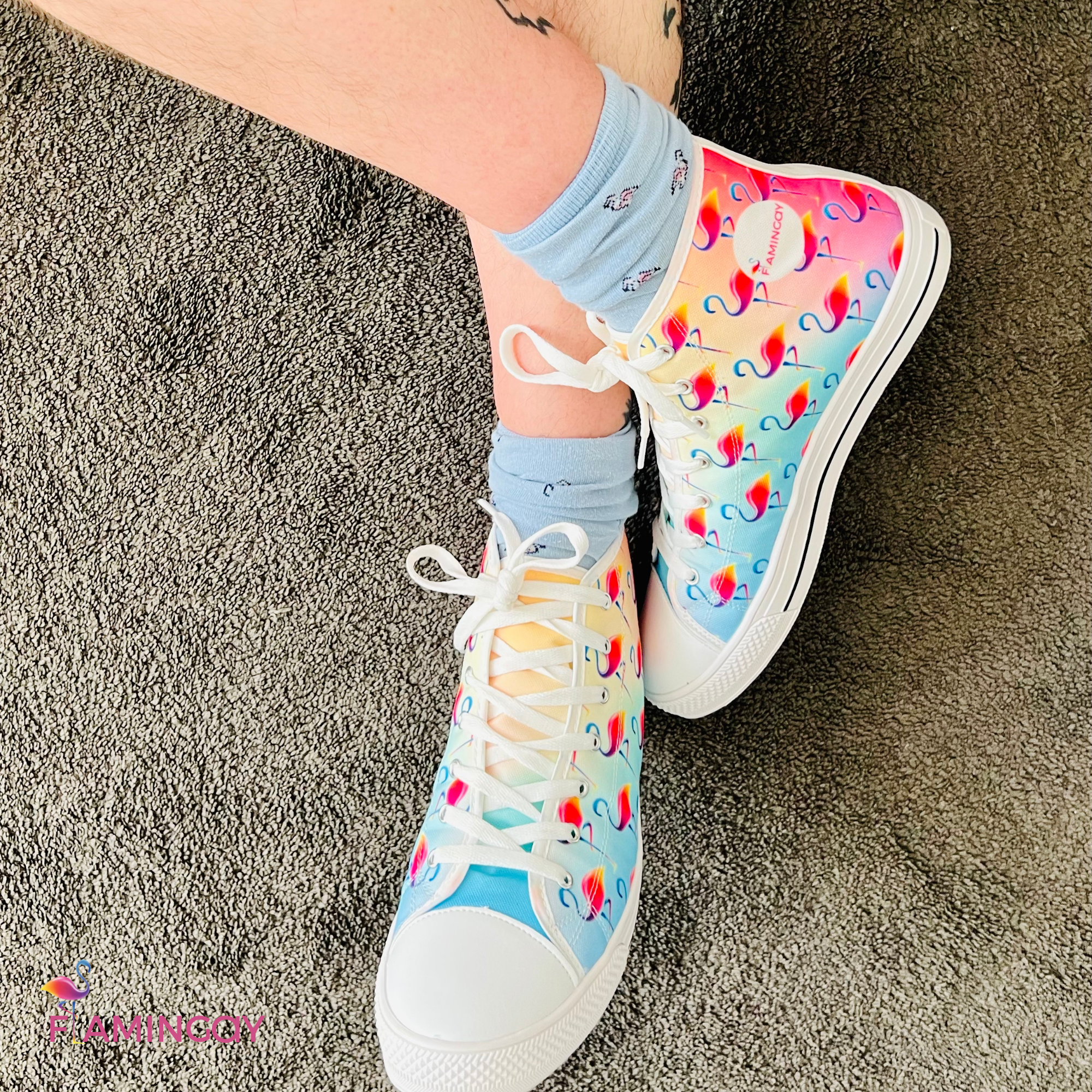Rainbow Flamingo High-Top Sneakers