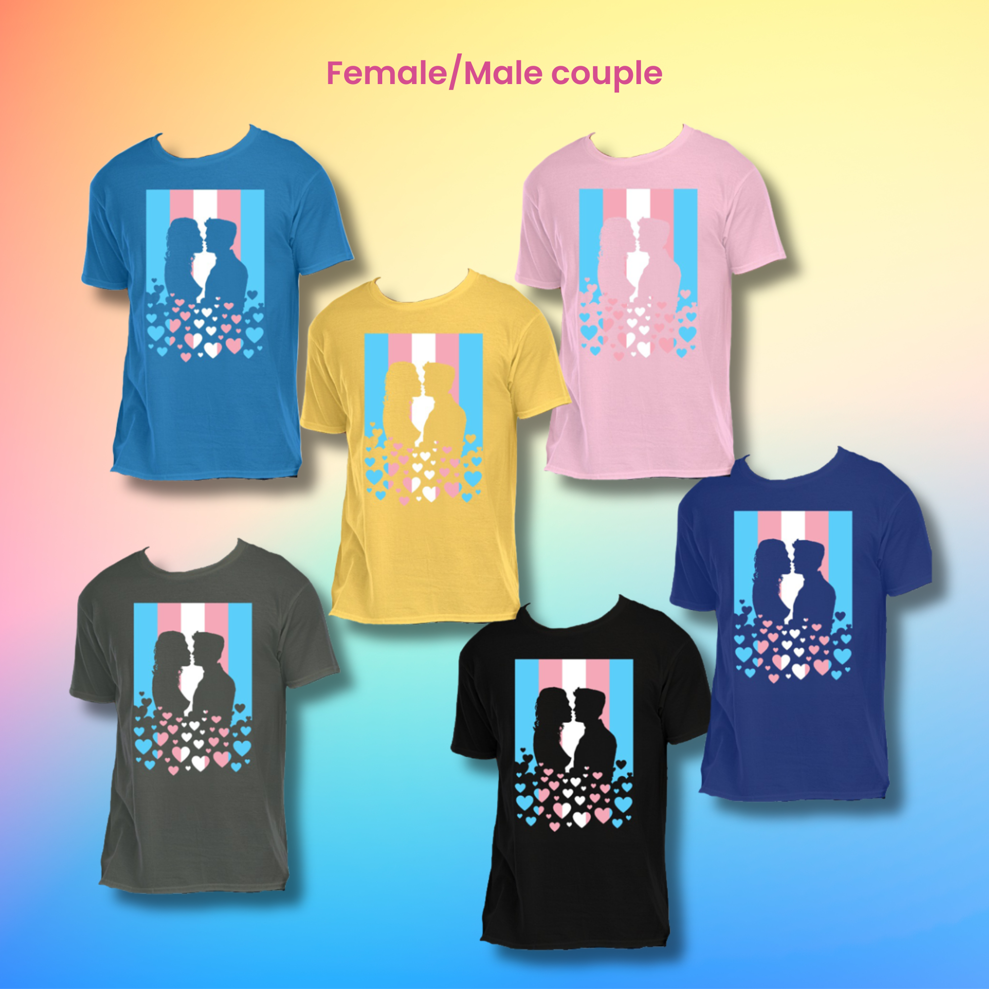 Transgender Pride Flag Couple Kissing T-Shirt