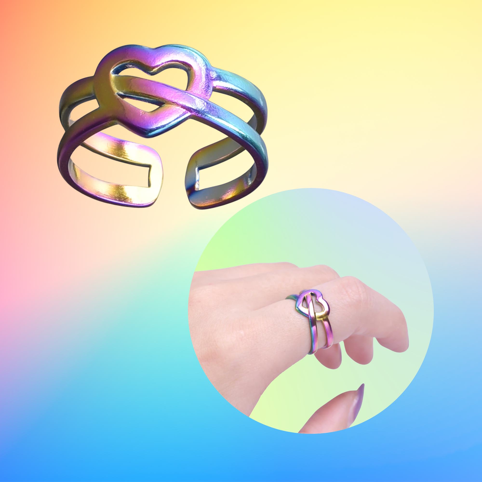 Rainbow colour pride rings