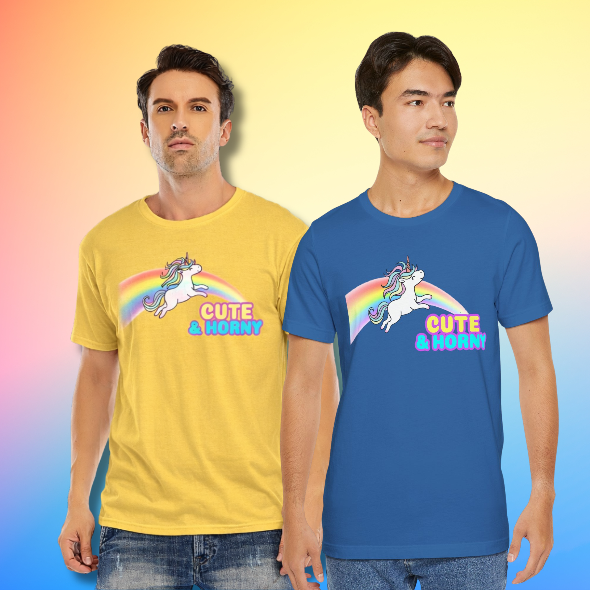 Cute & Horny Unicorn T-Shirt – Funny Gay Pride Rainbow Tee