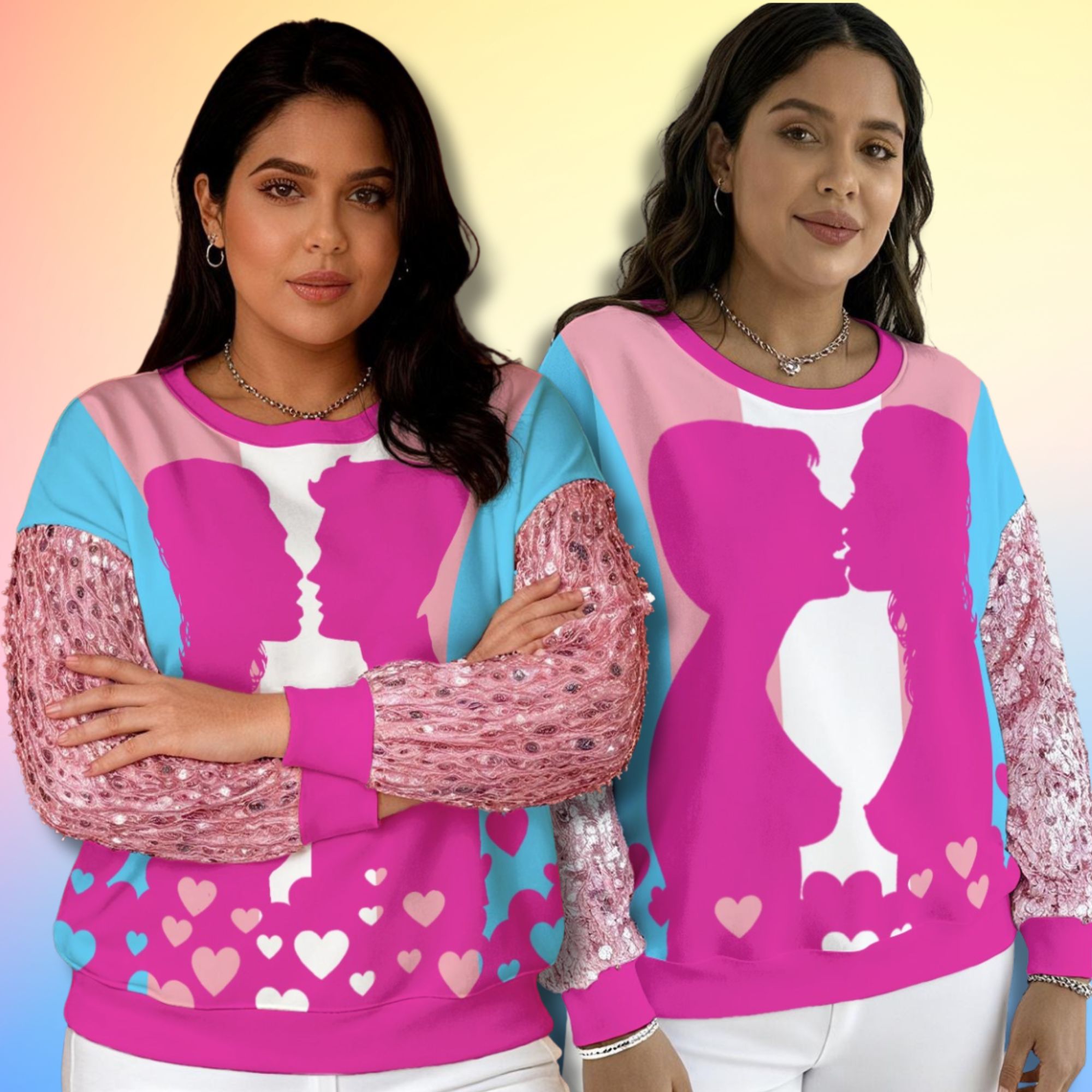 Transgender Kiss Sequin Sleeve Sweatshirt