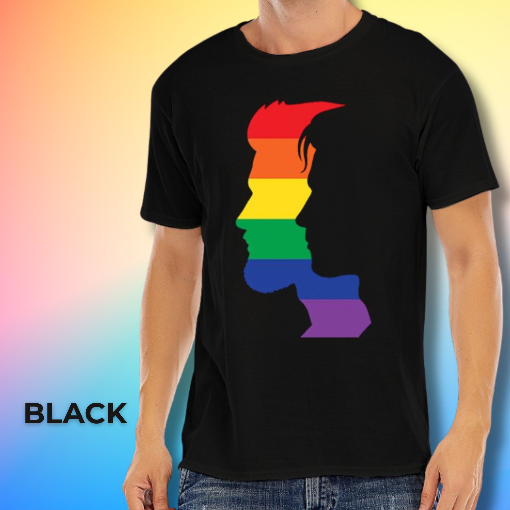 Rainbow Face Silhouette Pride T-Shirt 