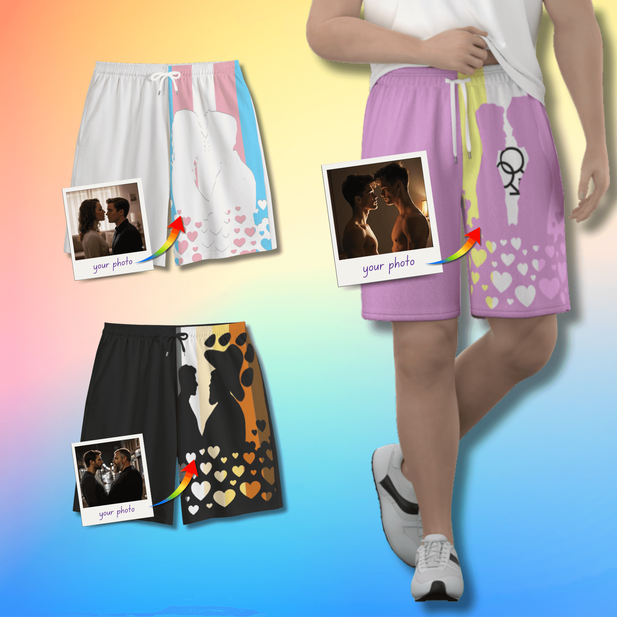 Custom Photo Pride Flag Shorts