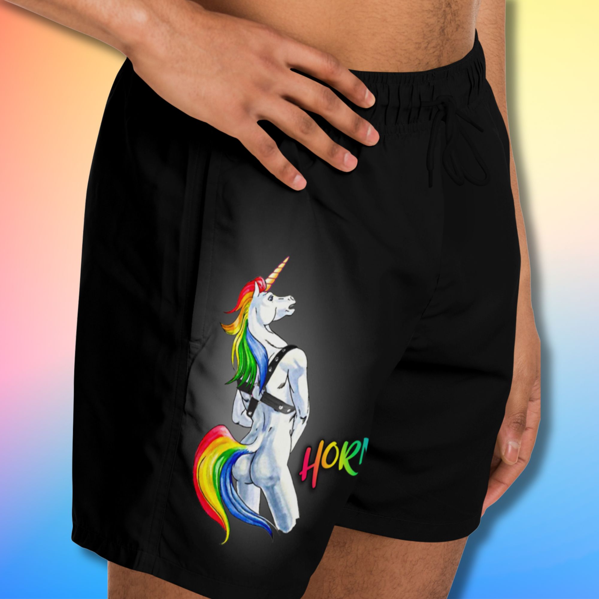 Horny Unicorn Gay Swim Shorts
