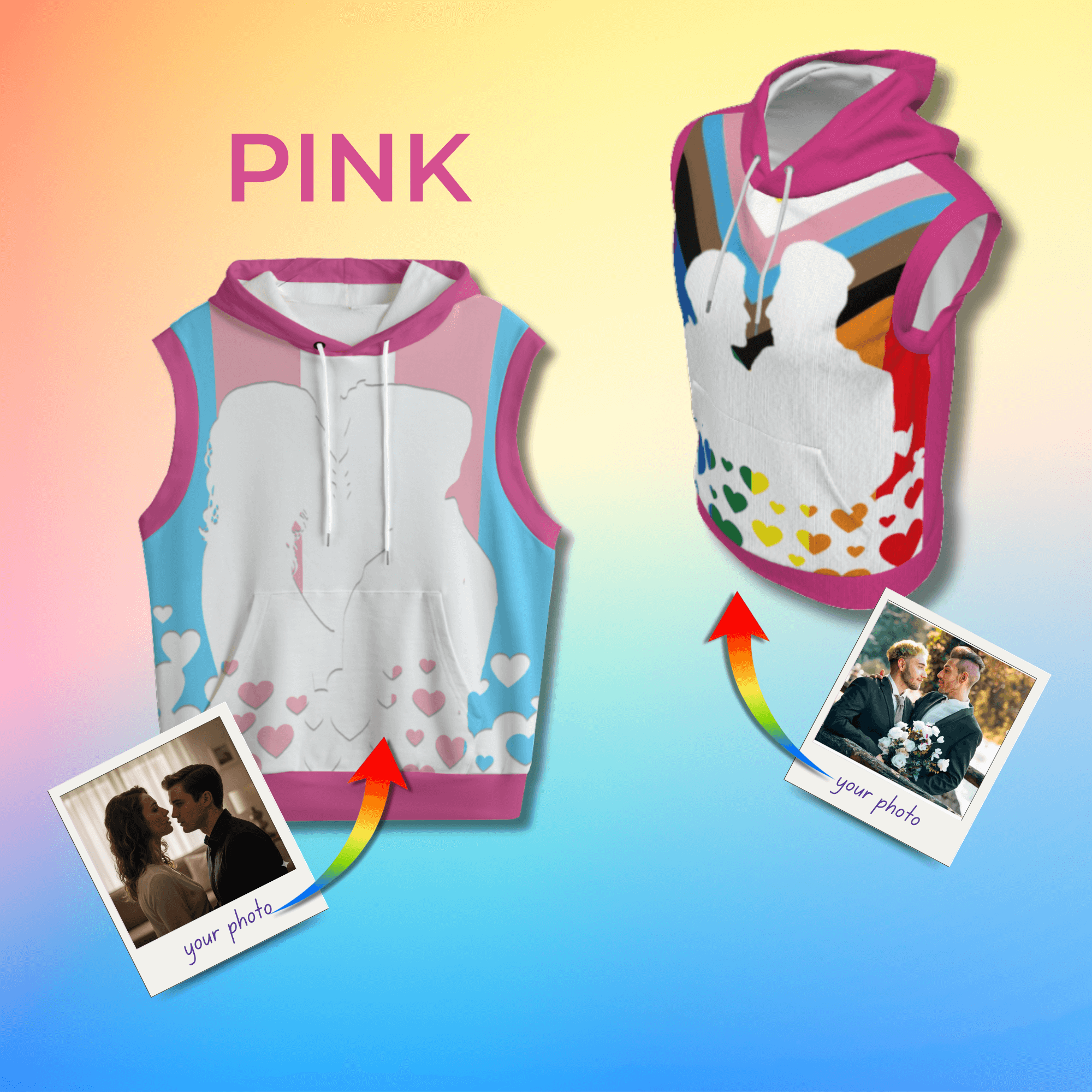 Custom Photo Pride Flag Sleeveless Hoodie