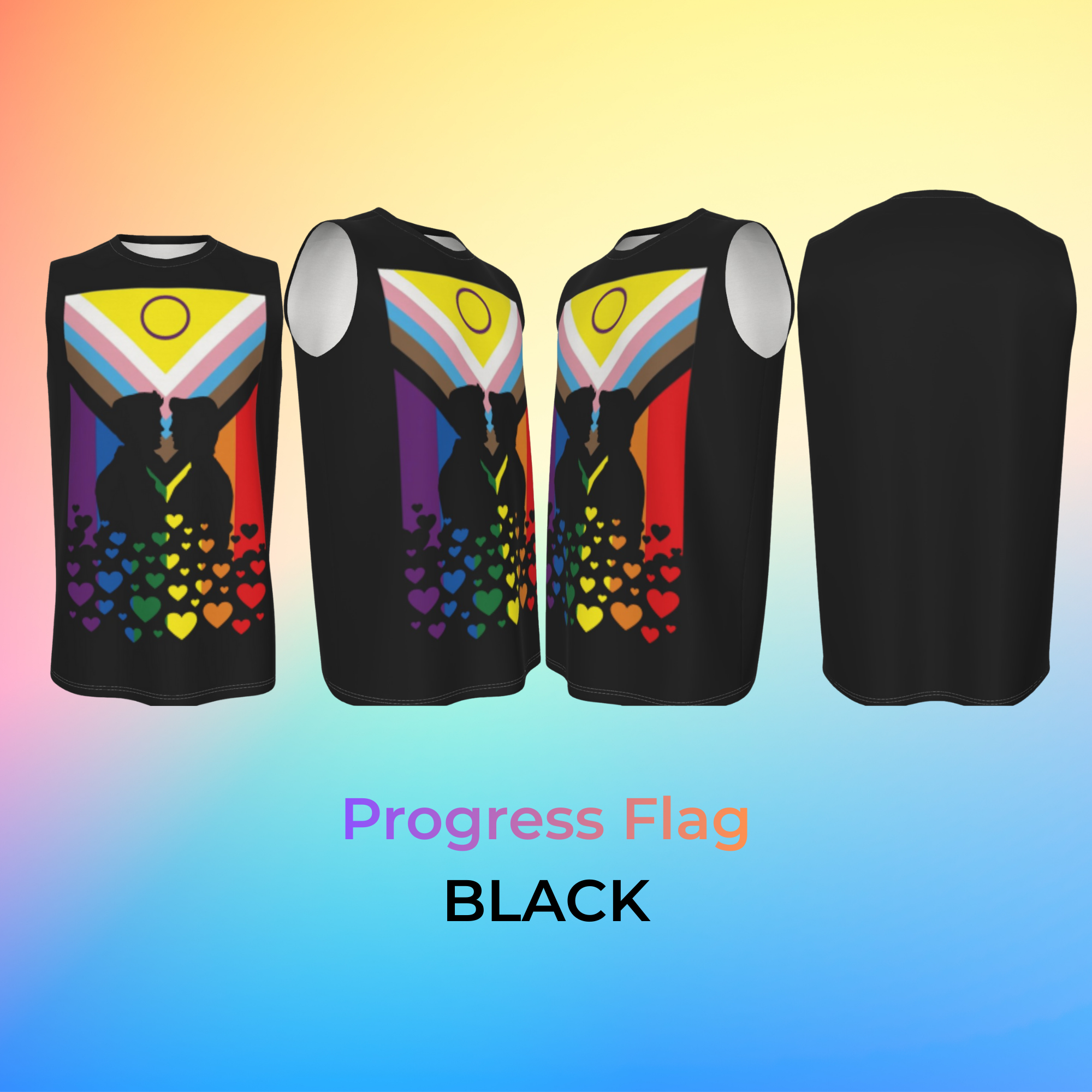 Rainbow Pride Flag Sleeveless Top with Gay Couple Kissing