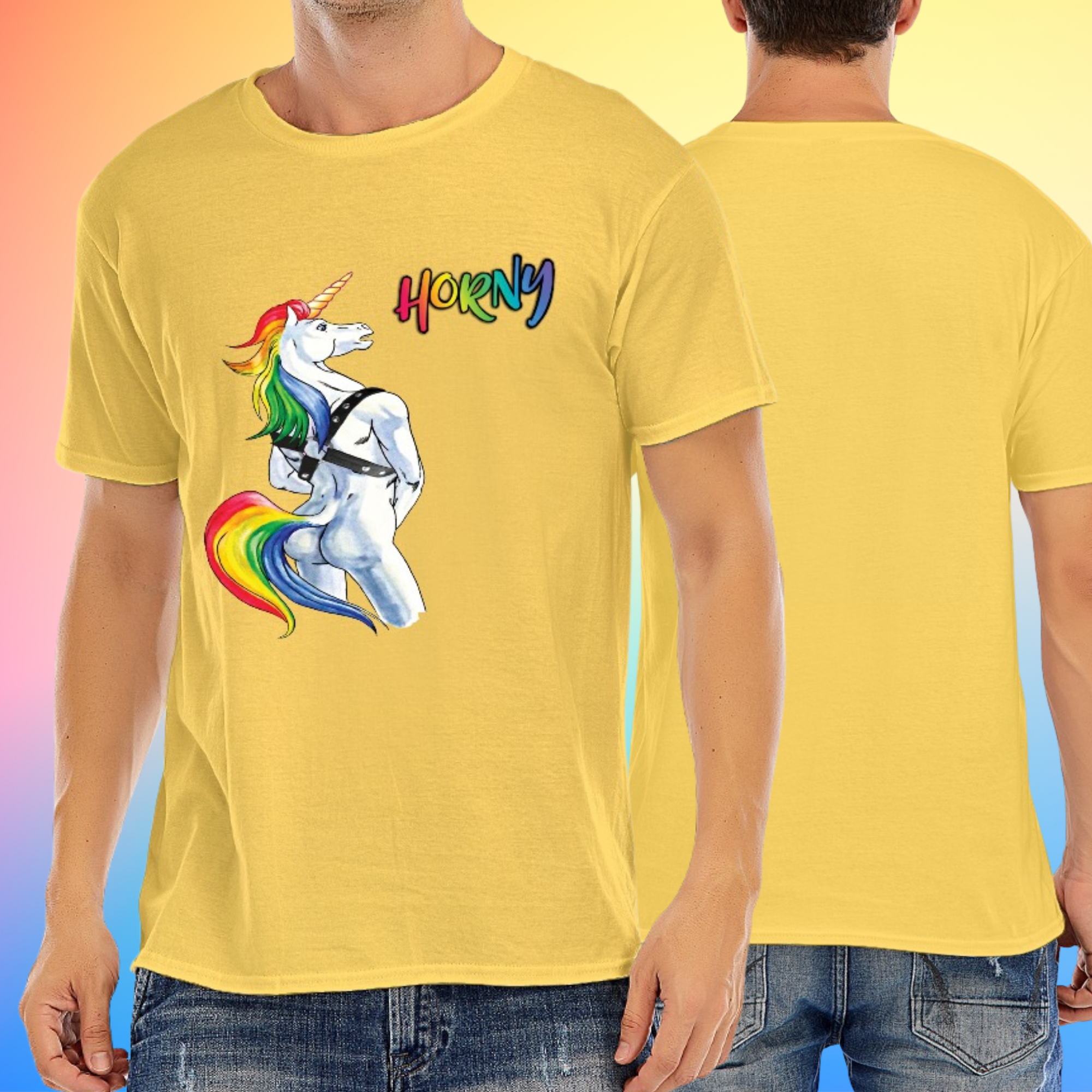Horny Unicorn T-Shirt – Funny Gay Pride Rainbow Tee
