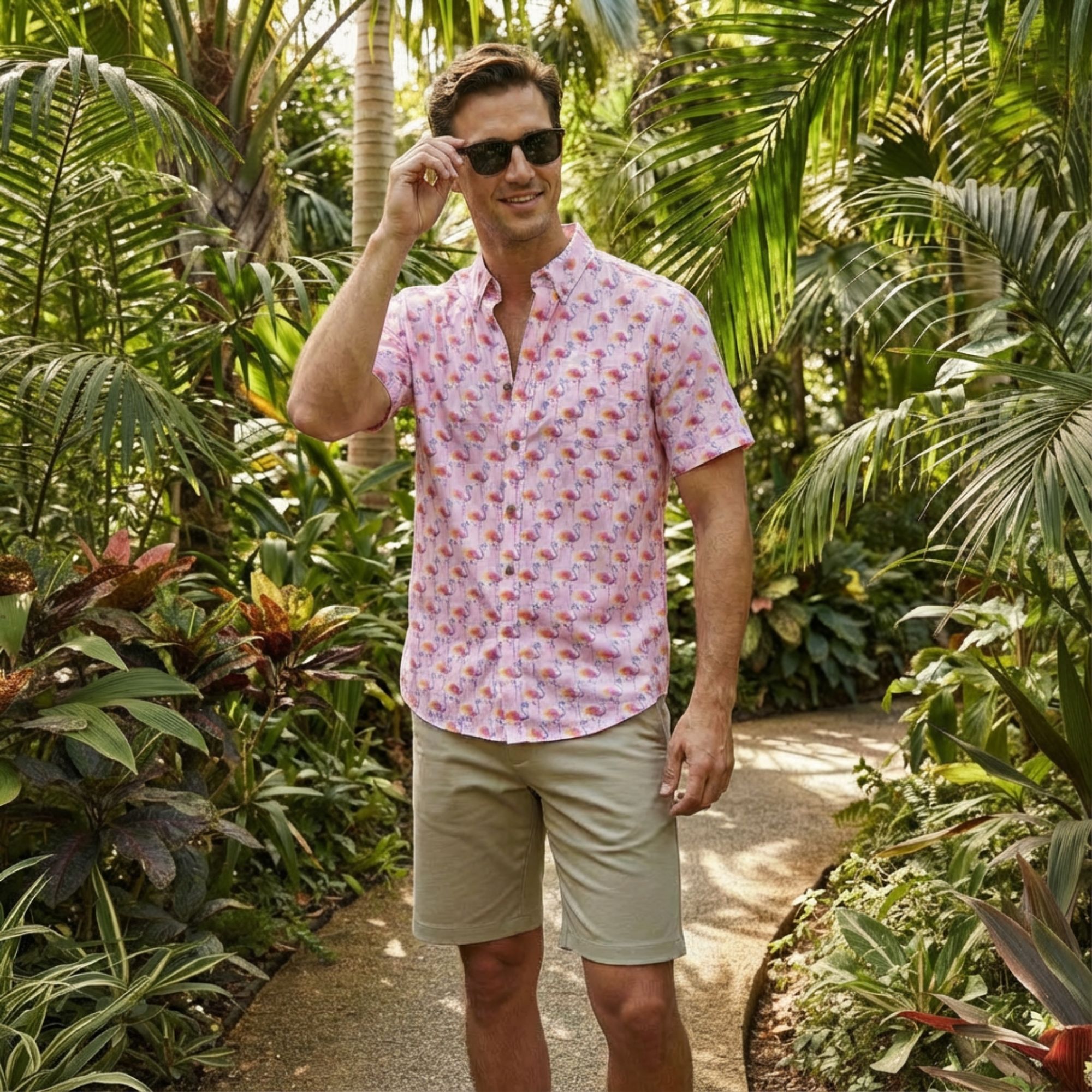 Pink Flamingo Button-Up Shirt