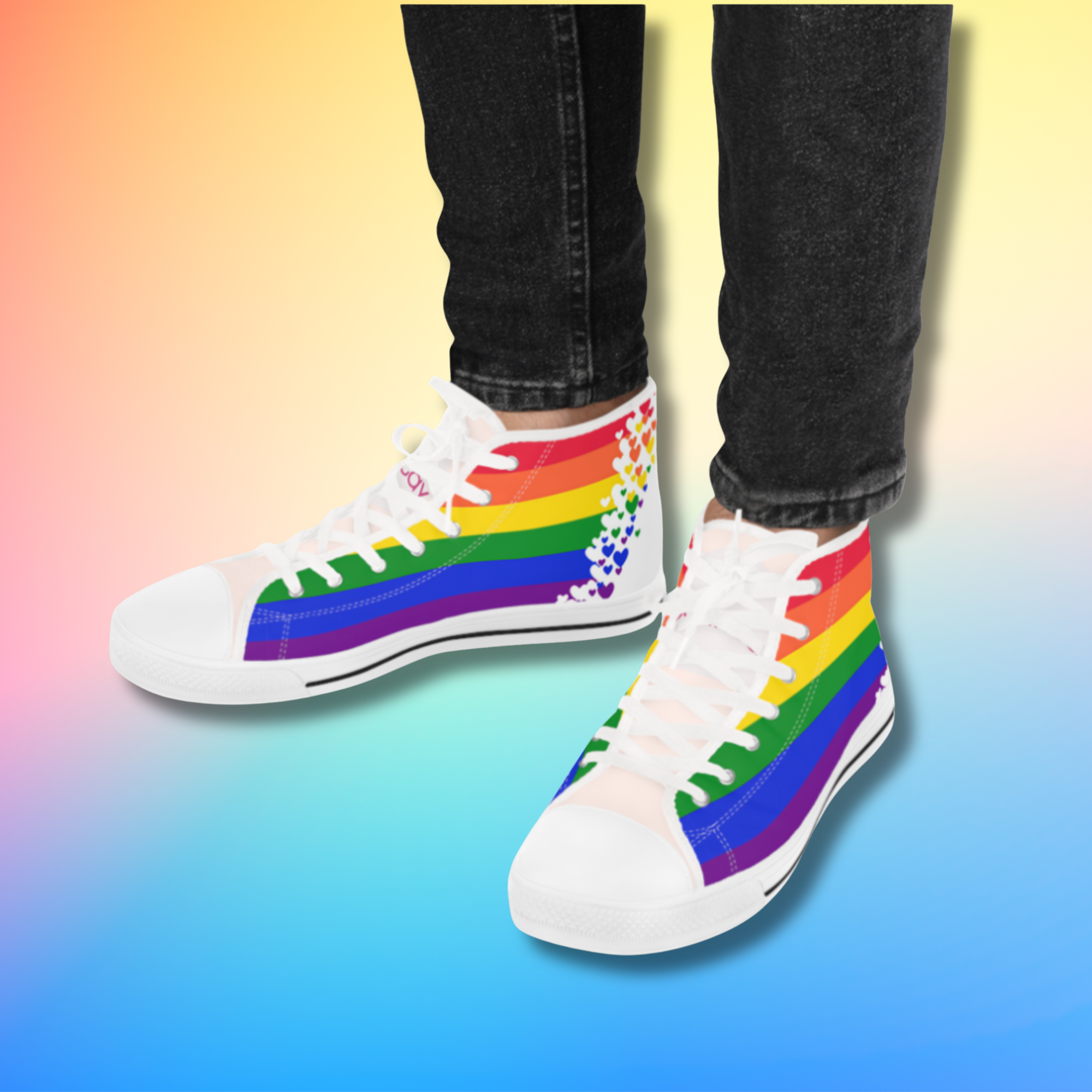 Rainbow Pride High-Top Sneakers