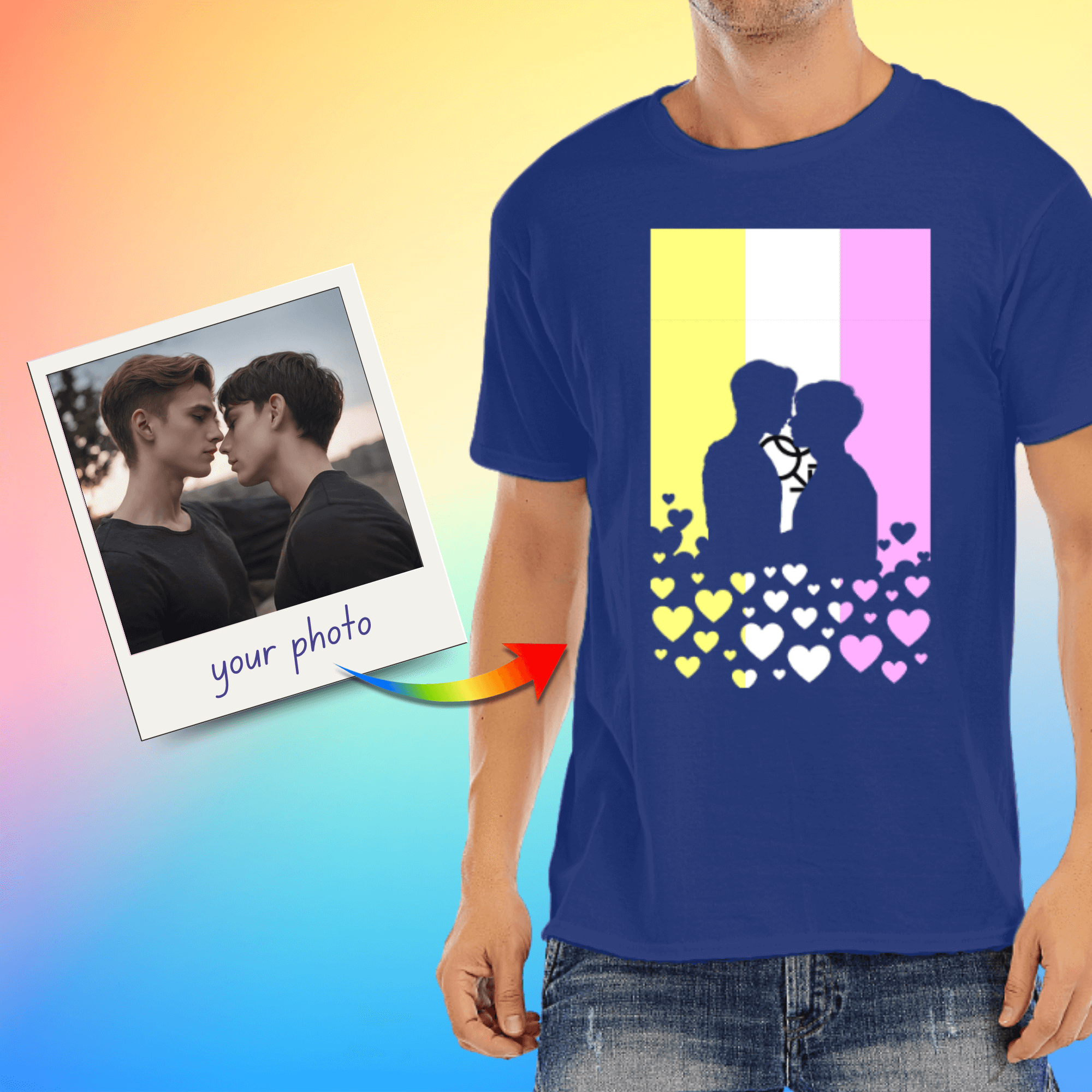 Custom Photo Pride Flag T-Shirt