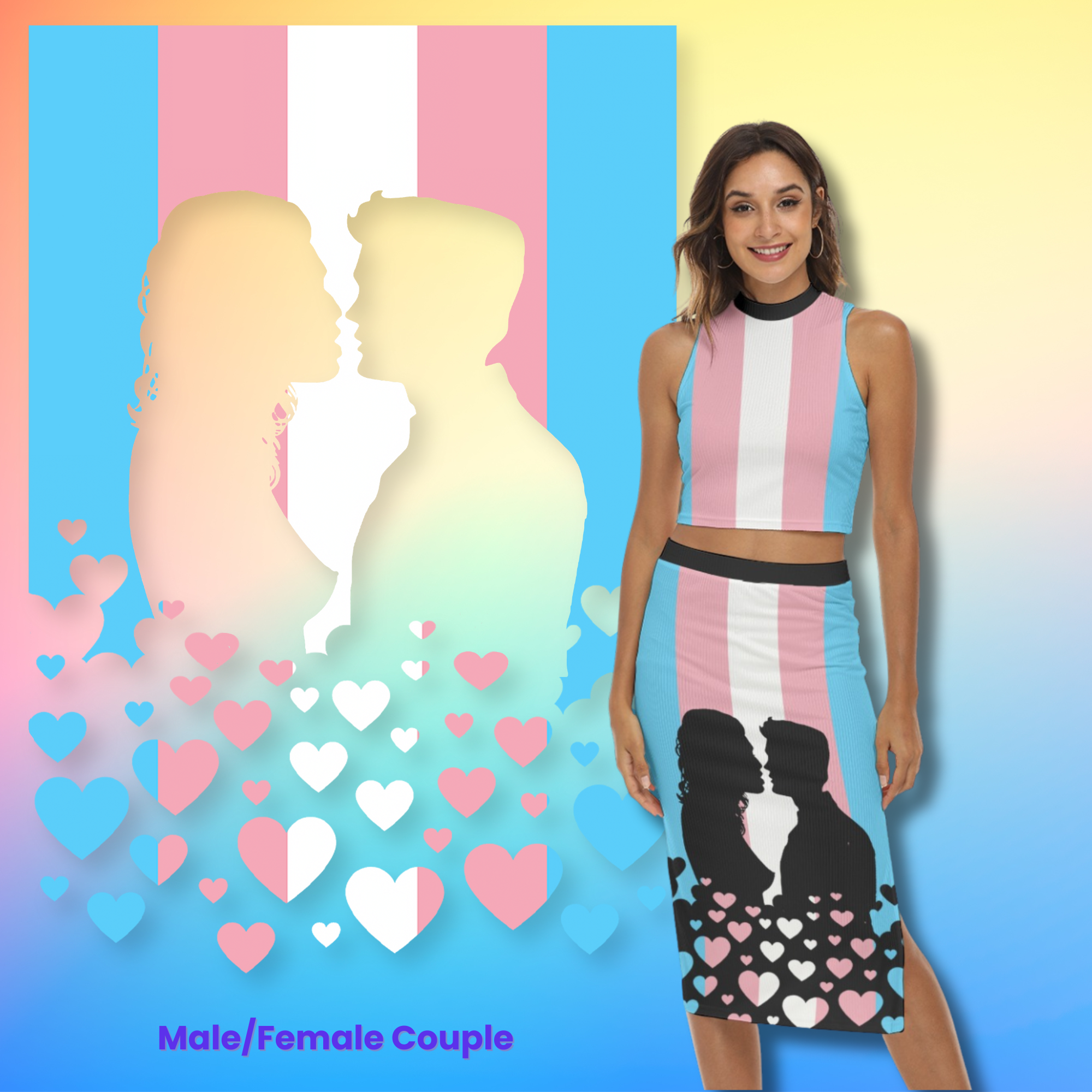 Transgender Pride Flag Skirt & Top Set