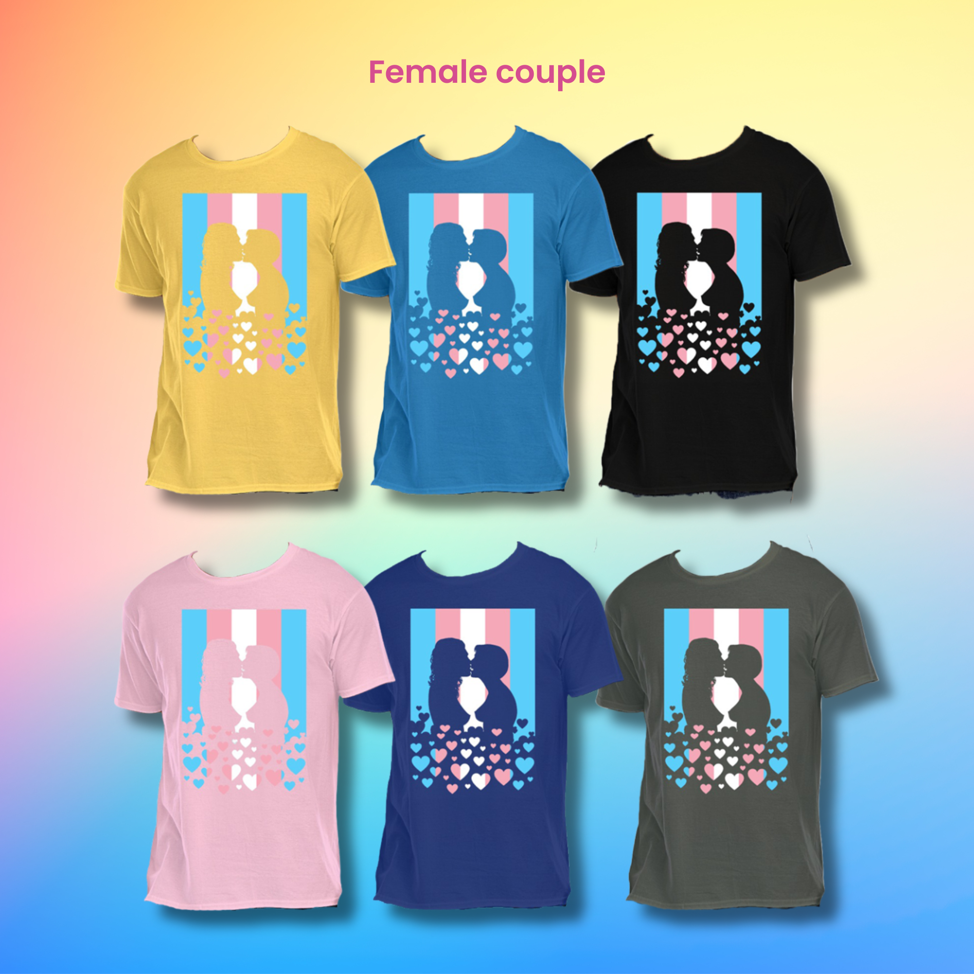 Transgender Pride Flag Couple Kissing T-Shirt