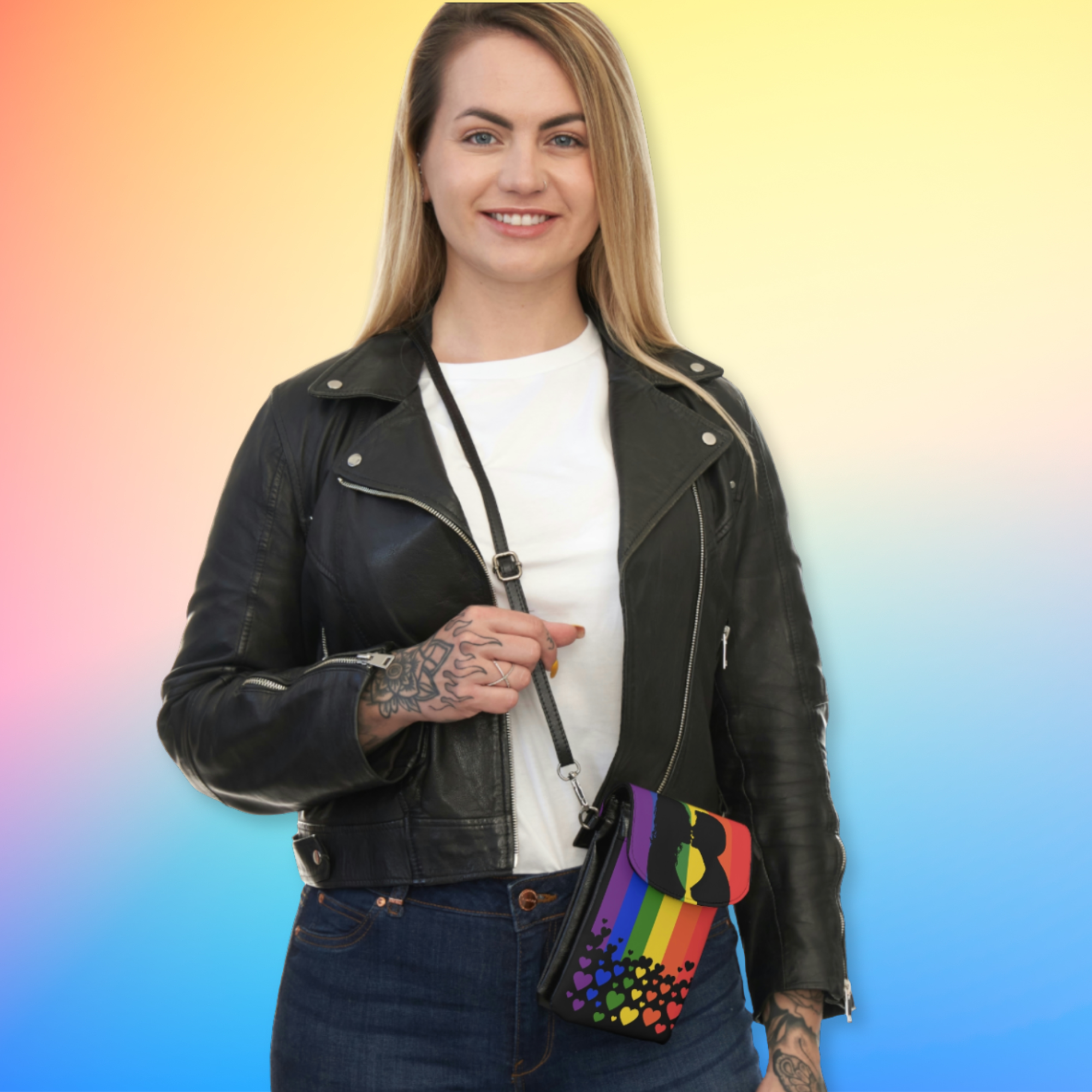 Lesbian Kiss crossbody phone wallet bag