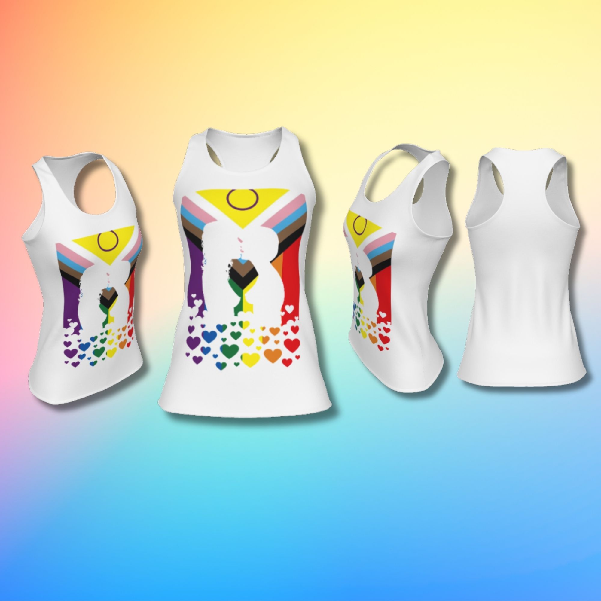 Lesbian Kiss Progress Pride Flag Racer Back Tank
