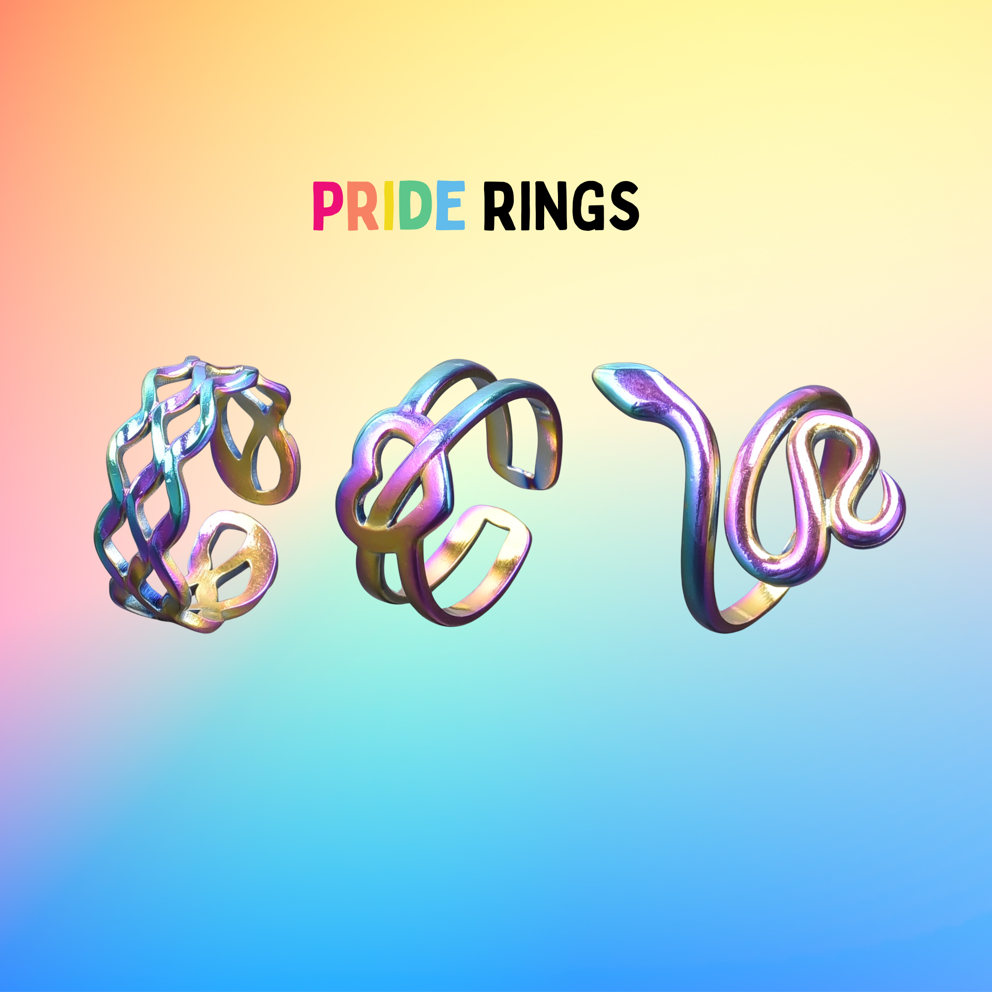 Rainbow colour pride rings