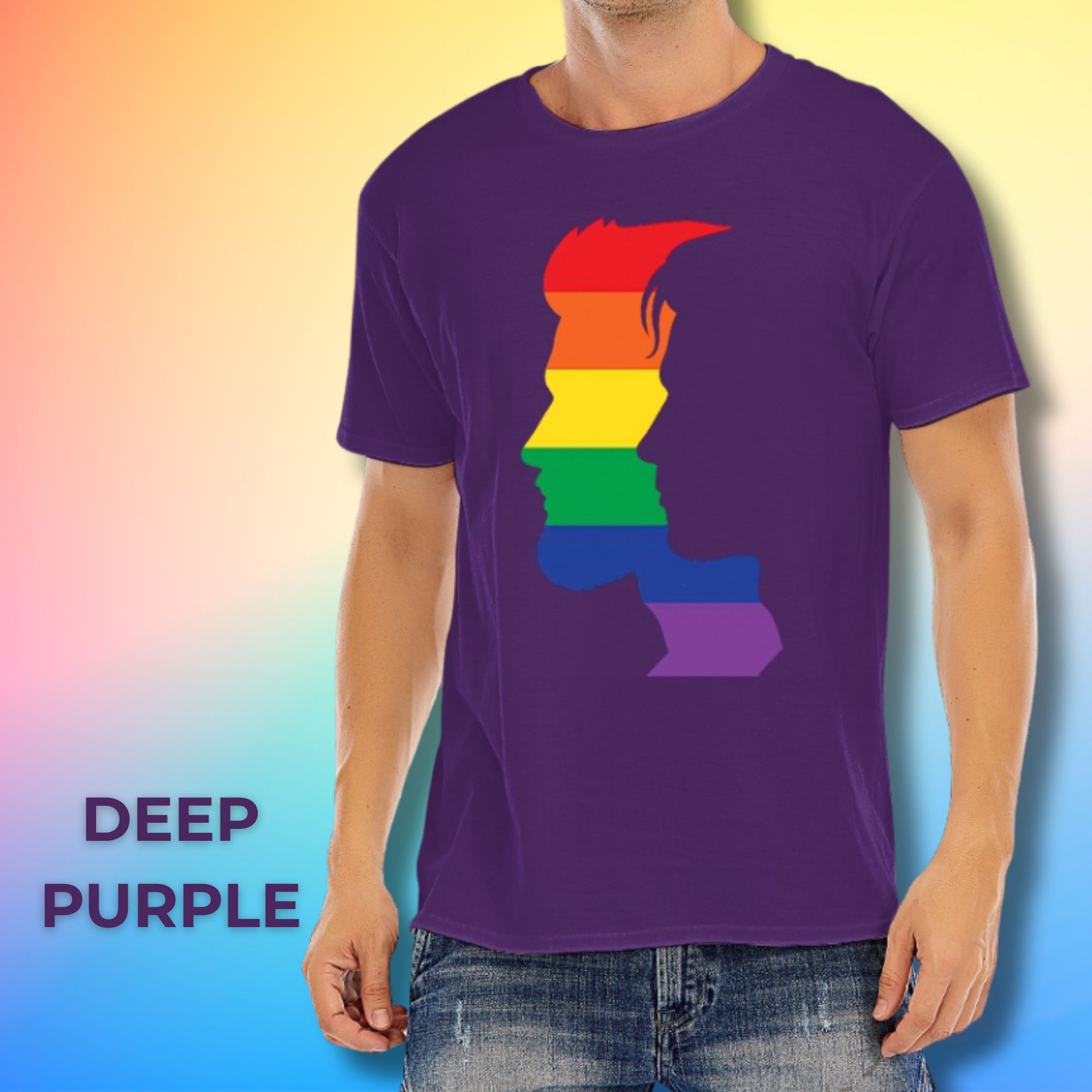 Rainbow Face Silhouette Pride T-Shirt 