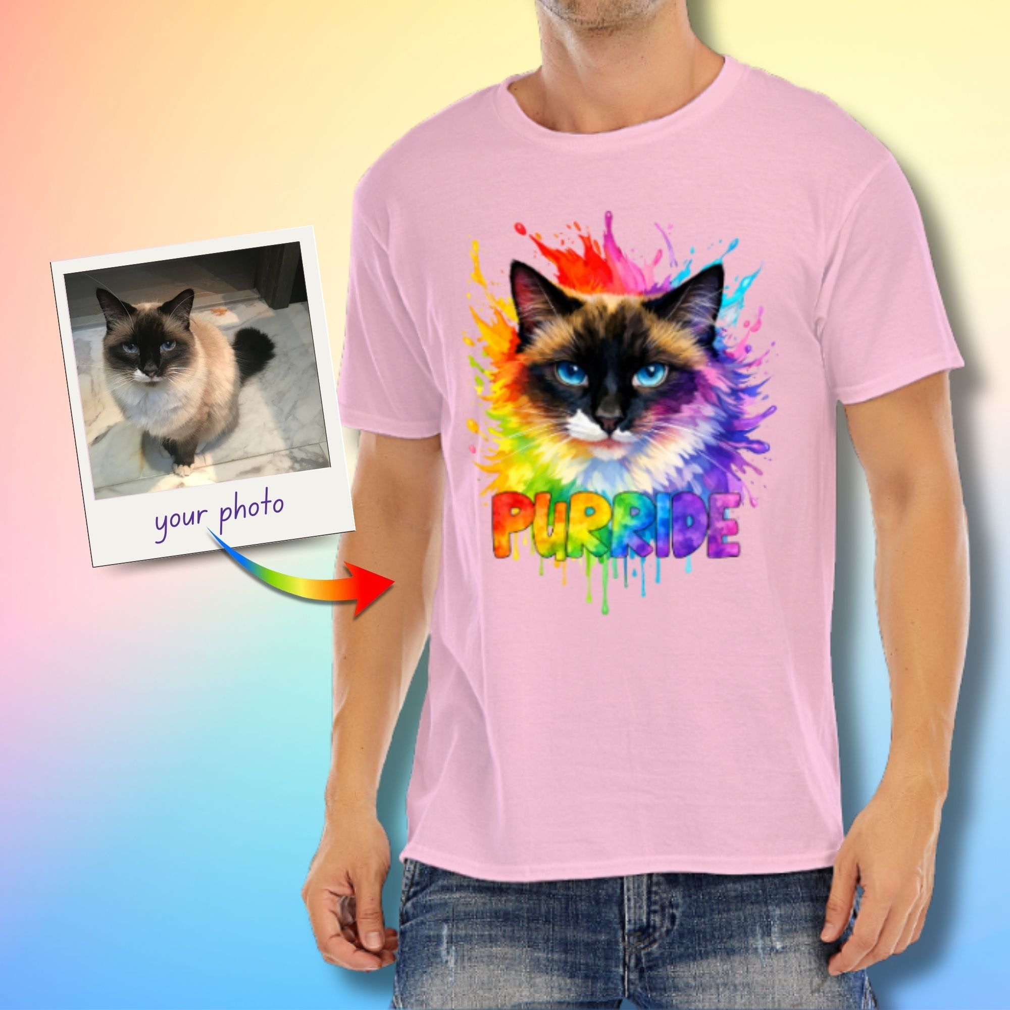 Custom Rainbow Cat Pride T-Shirt