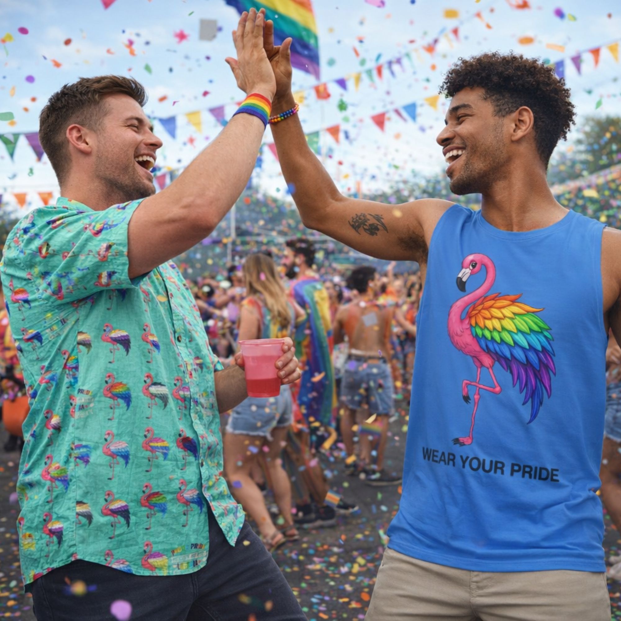 Proud Pride – LGBTQIA+ Community Flamingo Button-Up Shirt