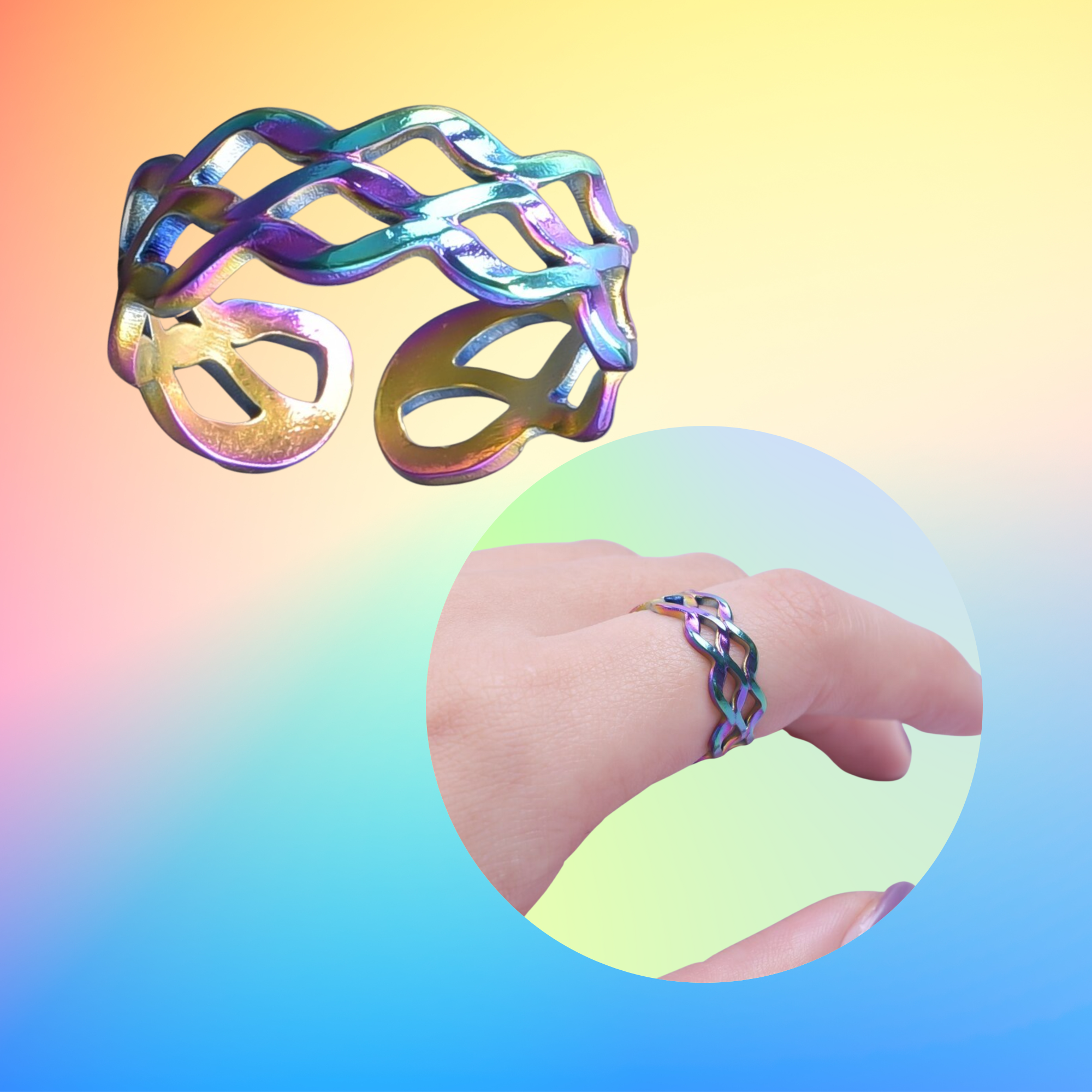 Rainbow colour pride rings