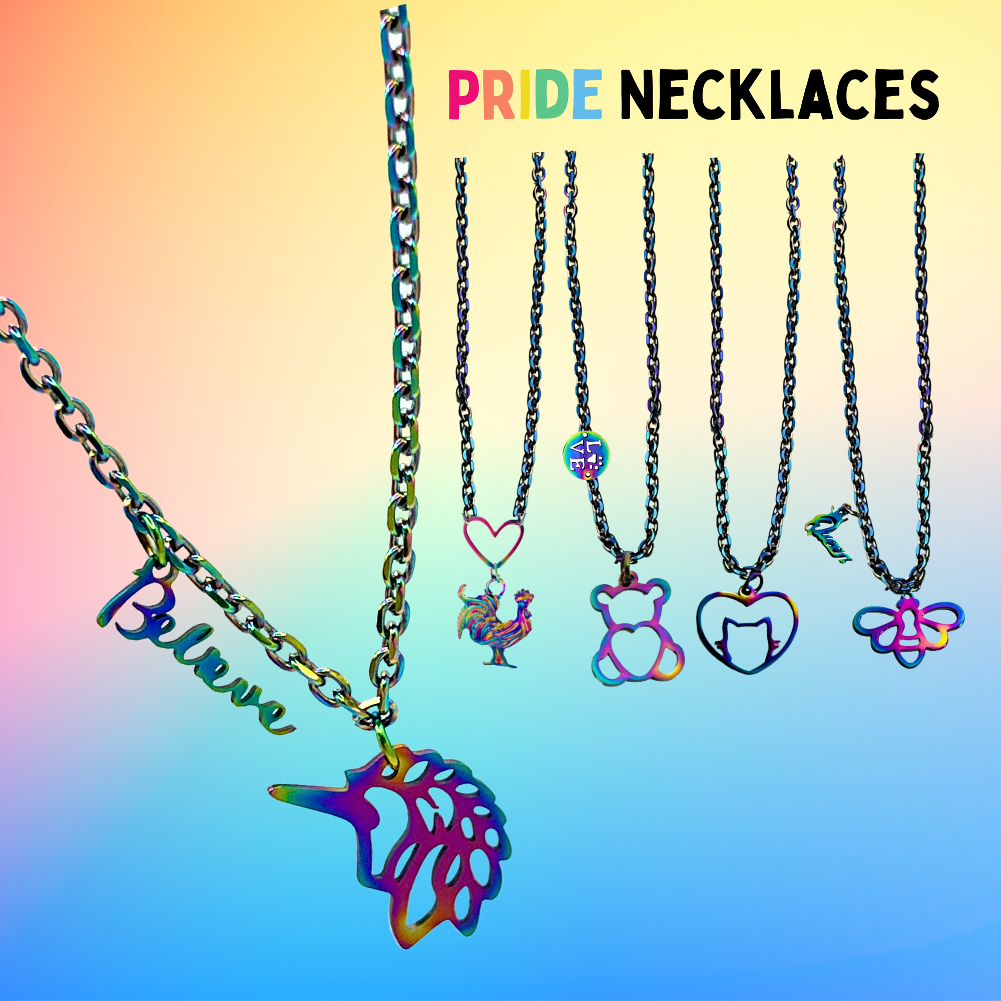 Rainbow Pride Pendant Necklace