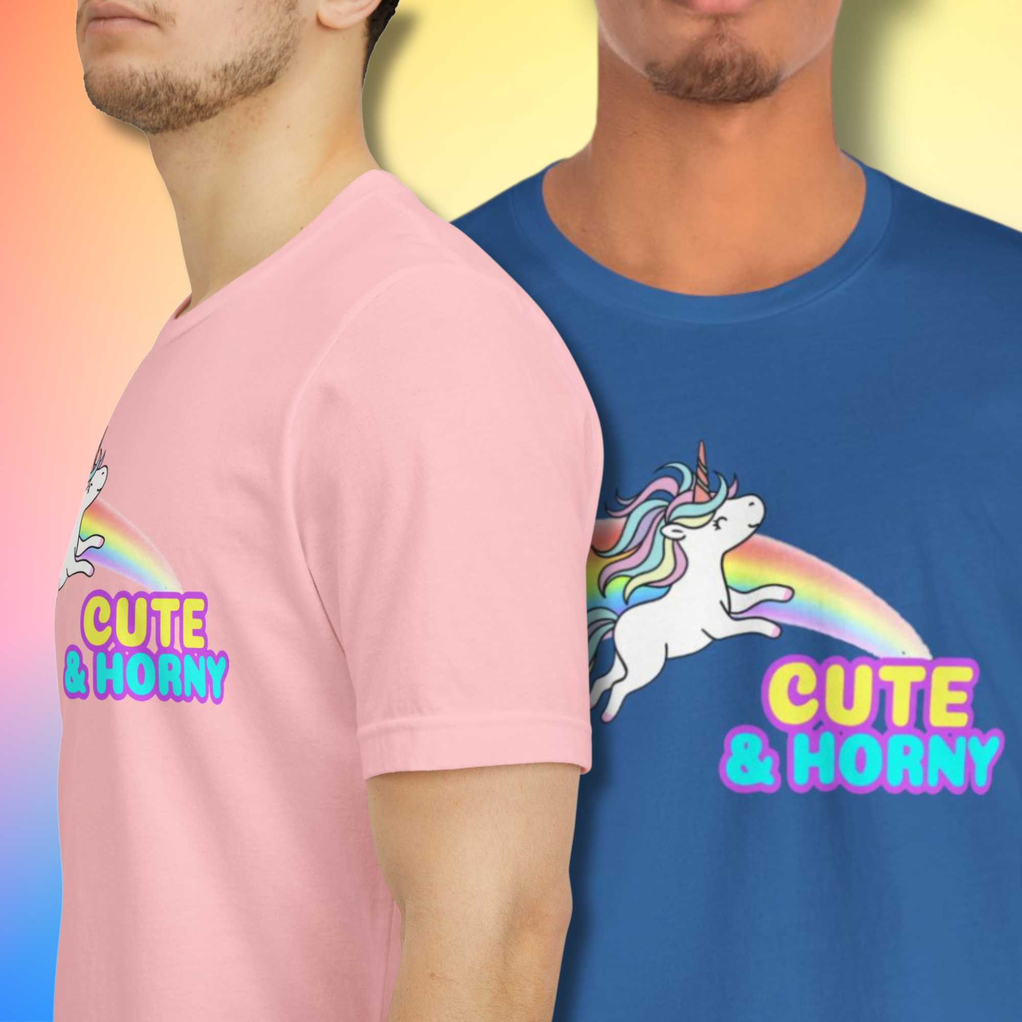 Cute & Horny Unicorn T-Shirt – Funny Gay Pride Rainbow Tee