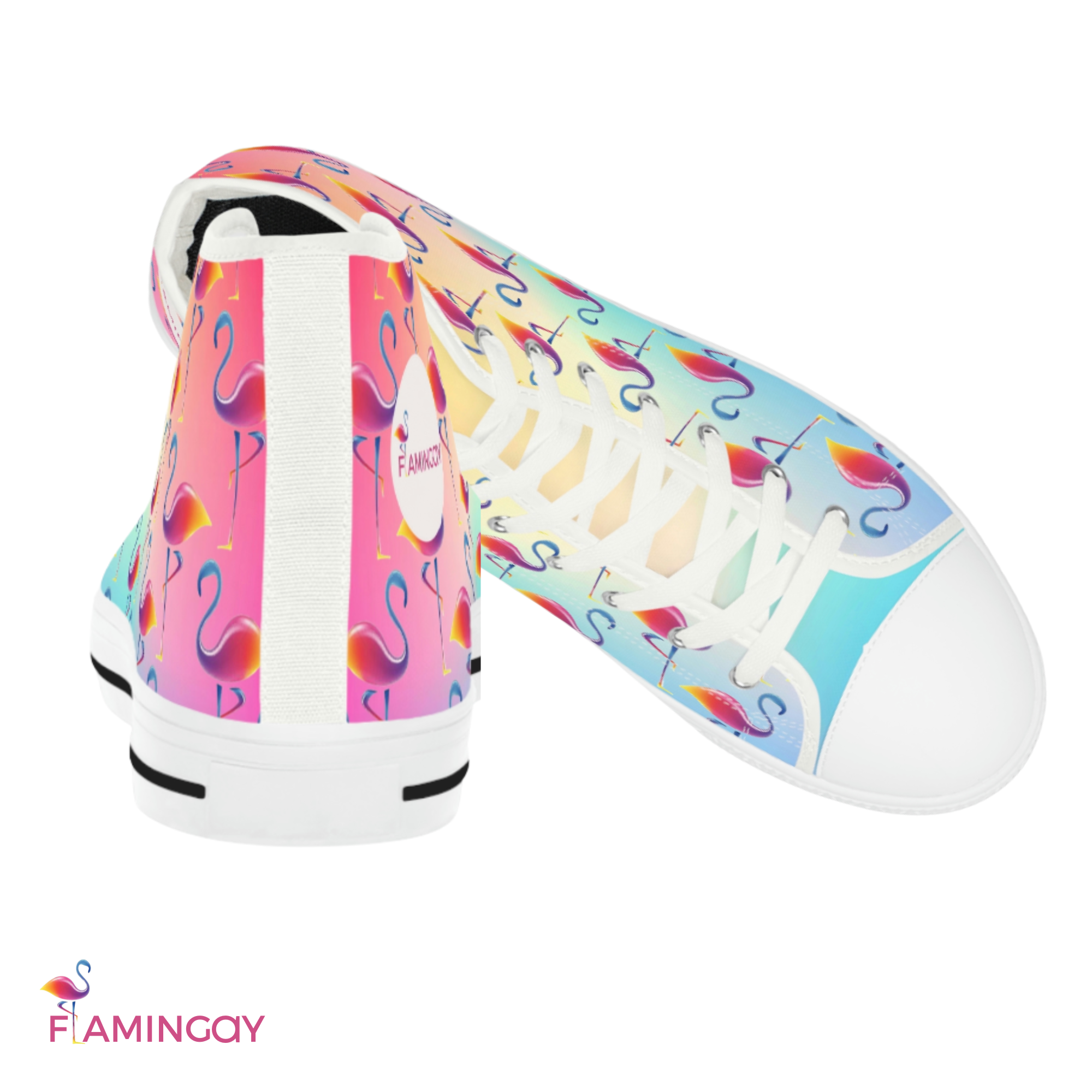 Rainbow Flamingo High-Top Sneakers