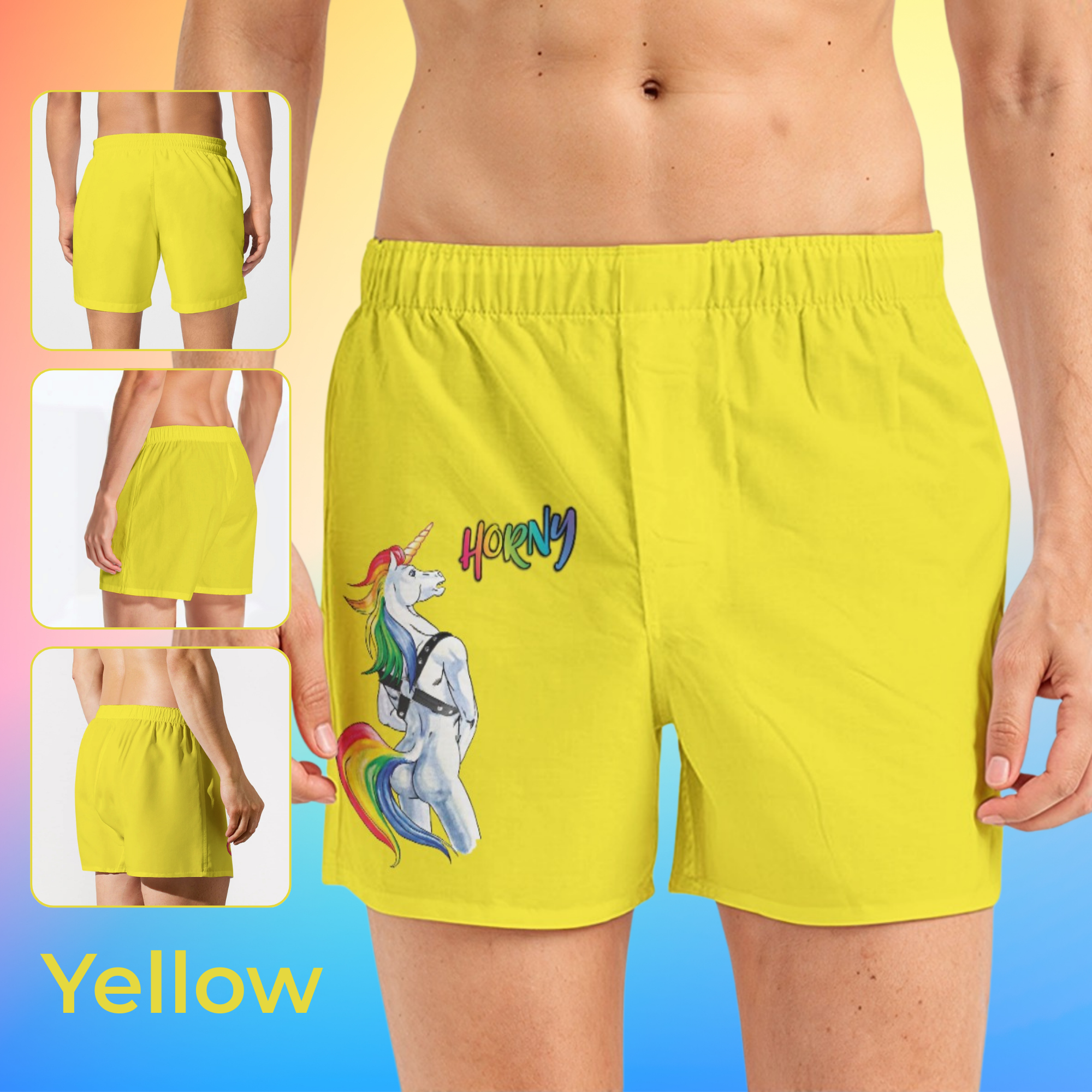 Horny Unicorn Gay Men Boxer Shorts