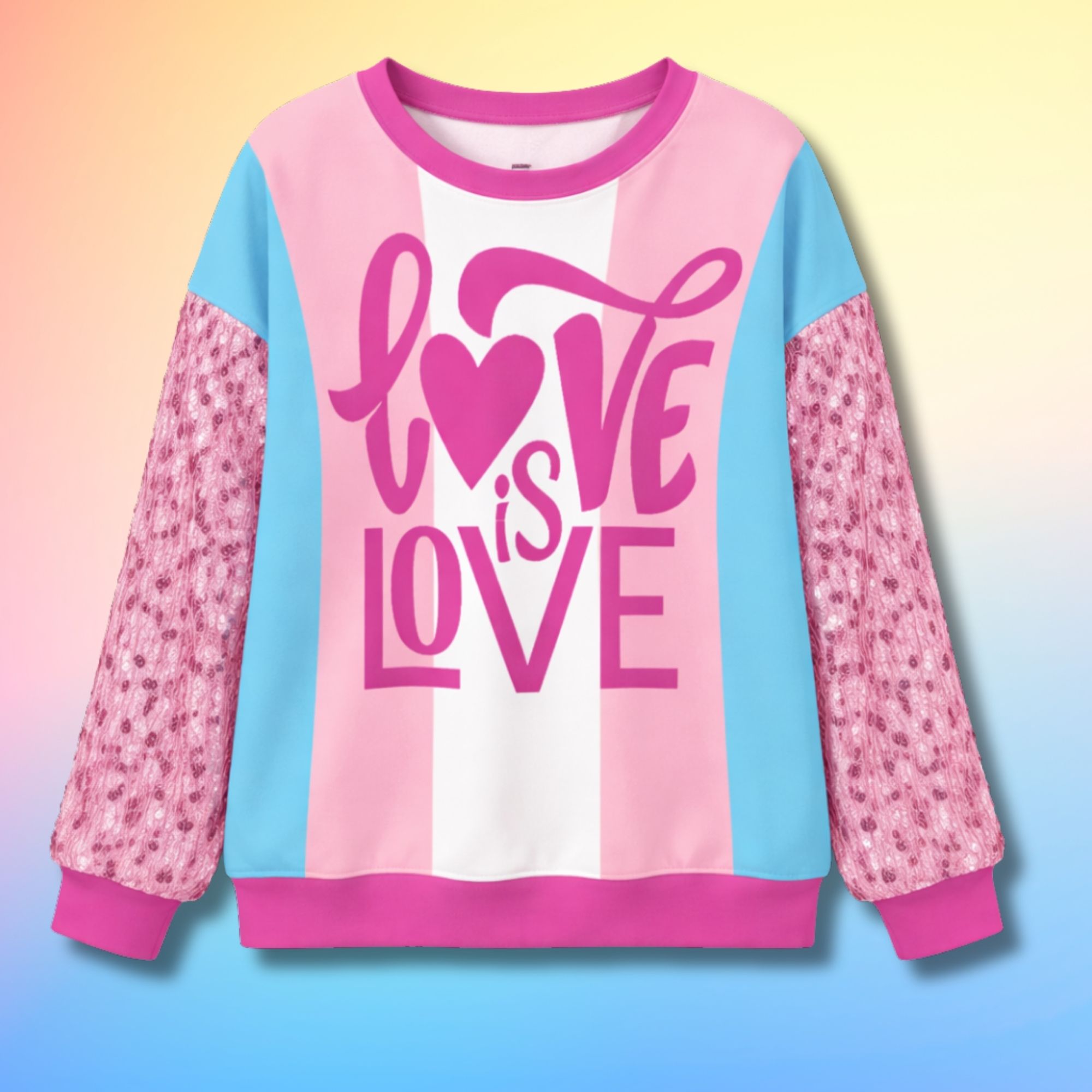 Love Is Love Trans Pride Sequin Sleeve Sweatshirt