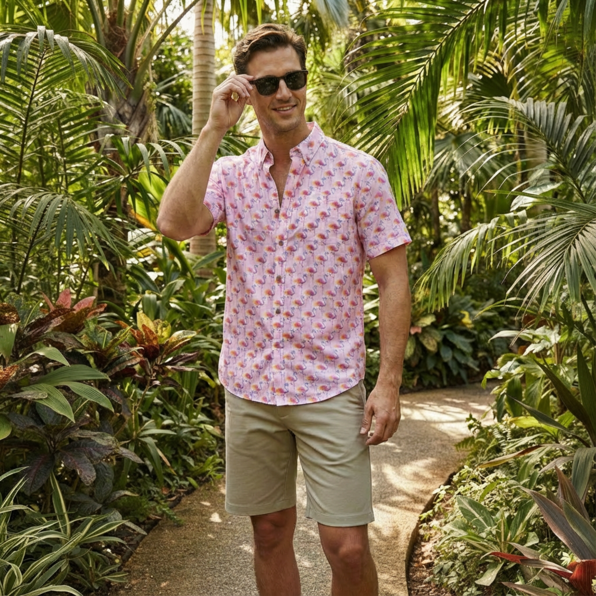 Pink Flamingo Button-Up Shirt