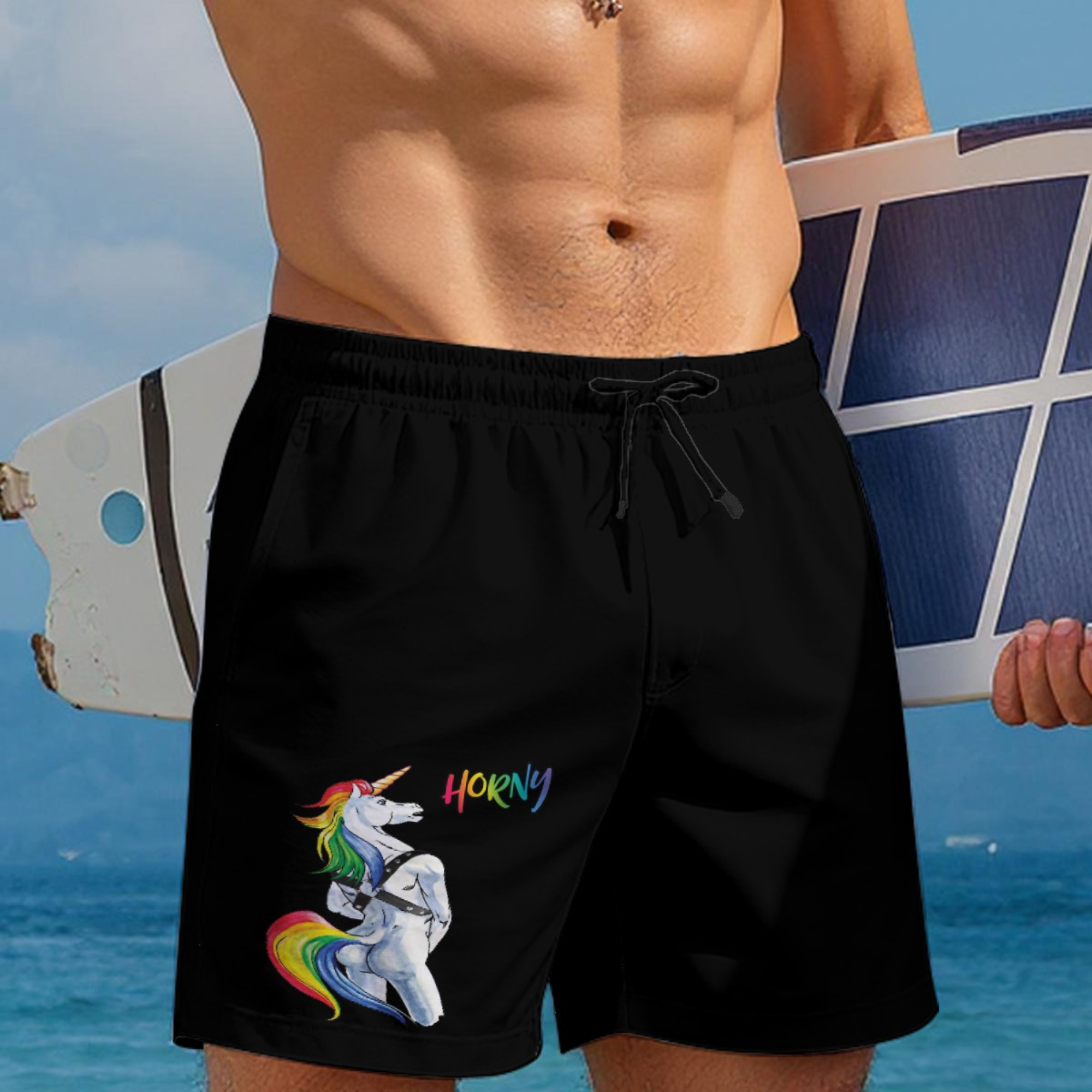 Horny Unicorn Gay Swim Shorts