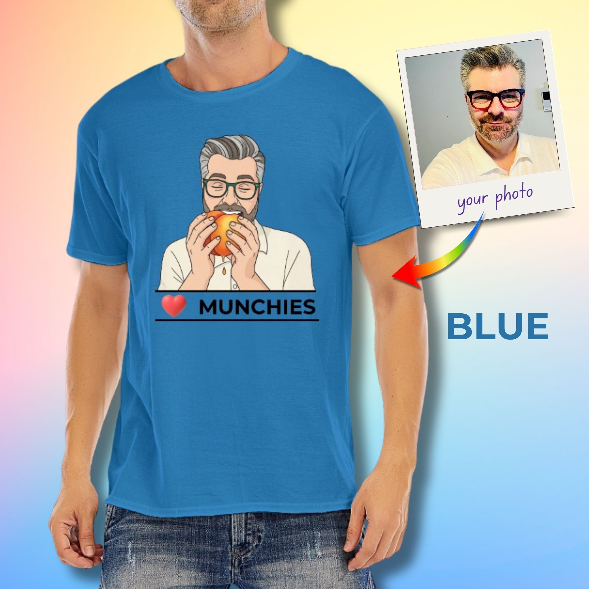 Custom Photo “Munchies” T-Shirt – Eating Peach