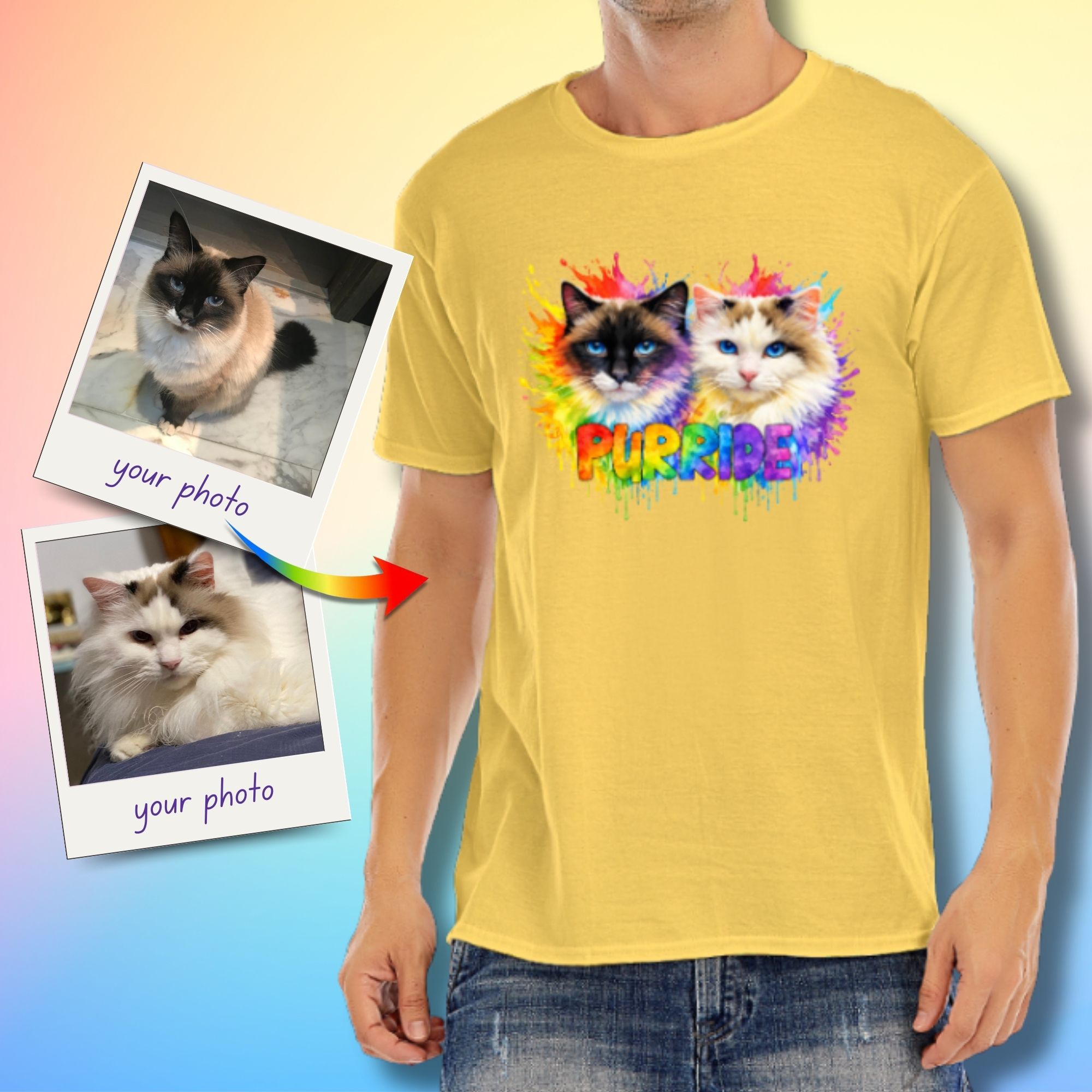 Custom Rainbow Cat Pride T-Shirt