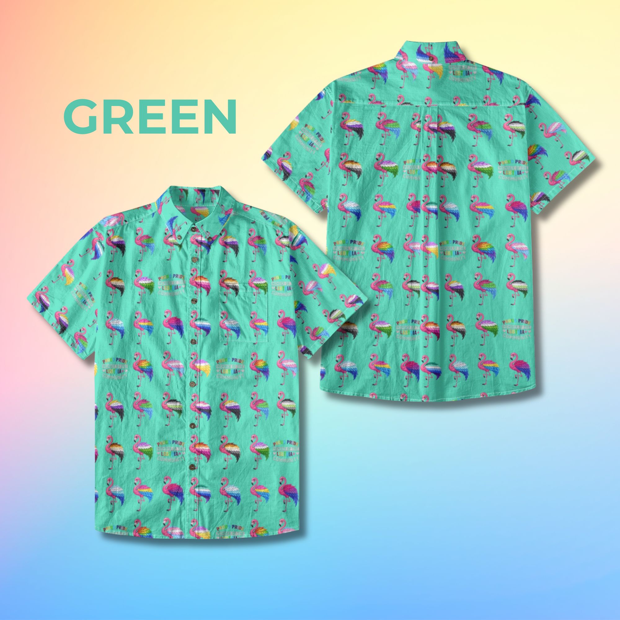 Proud Pride – LGBTQIA+ Community Flamingo Button-Up Shirt