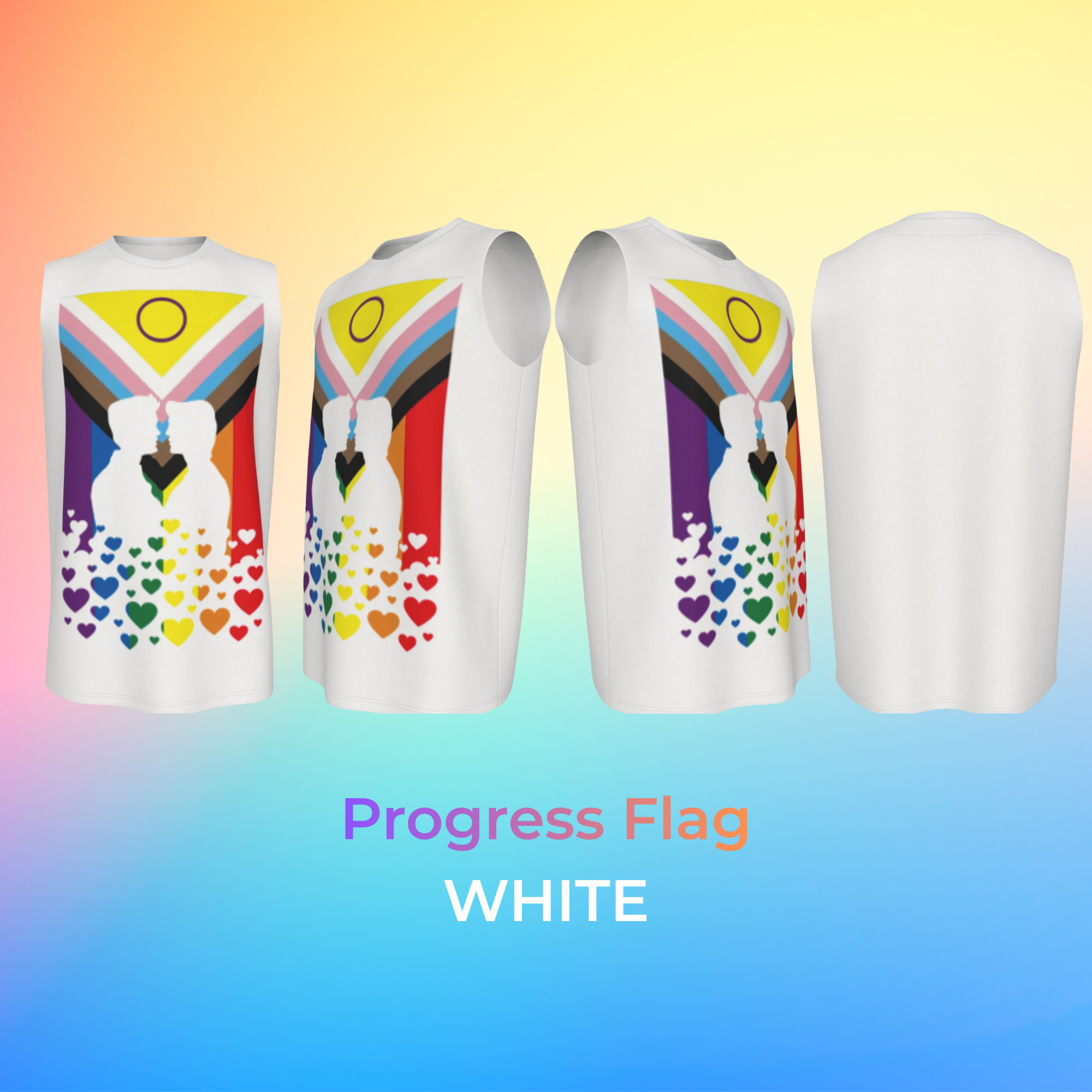 Rainbow Pride Flag Sleeveless Top with Gay Couple Kissing