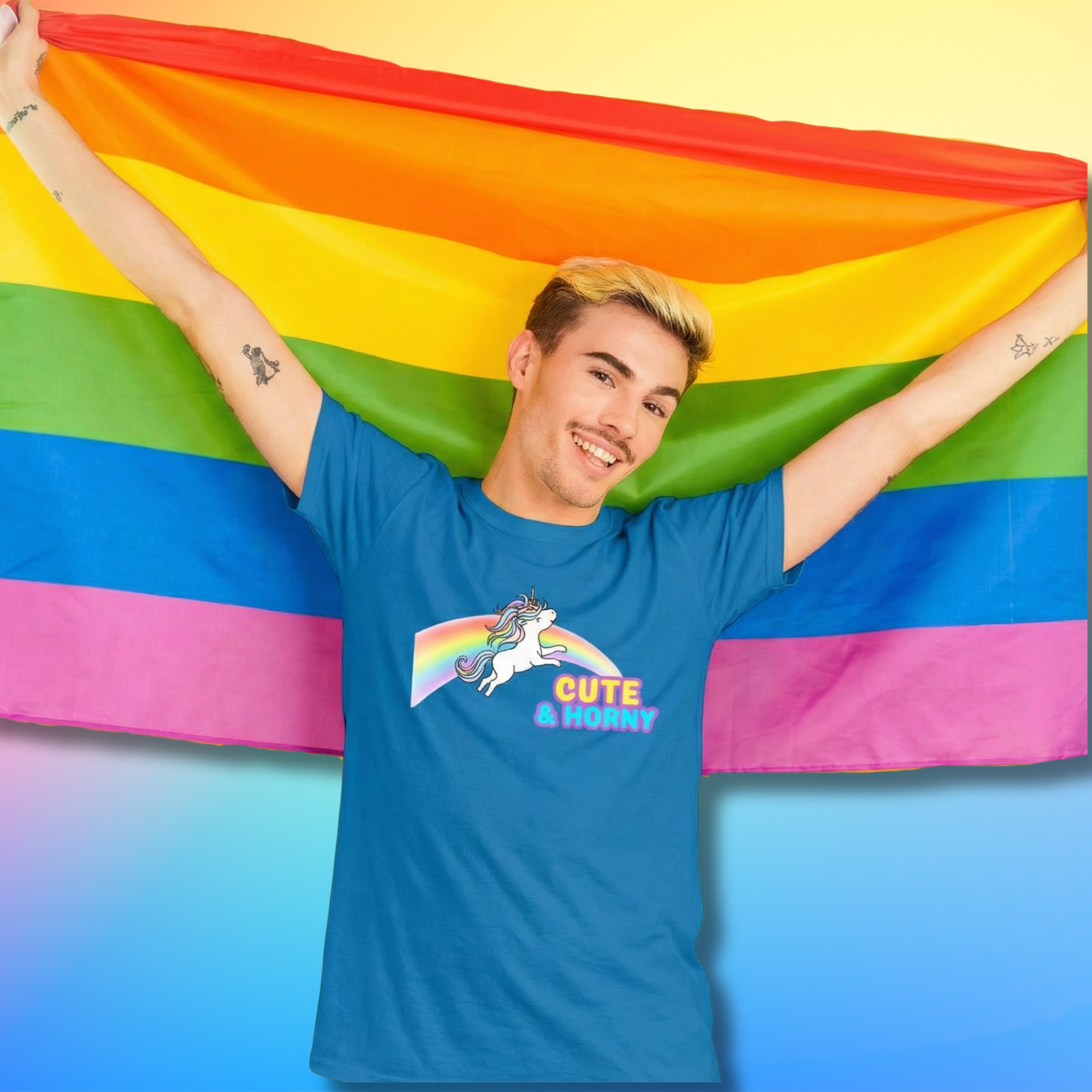 Cute & Horny Unicorn T-Shirt – Funny Gay Pride Rainbow Tee