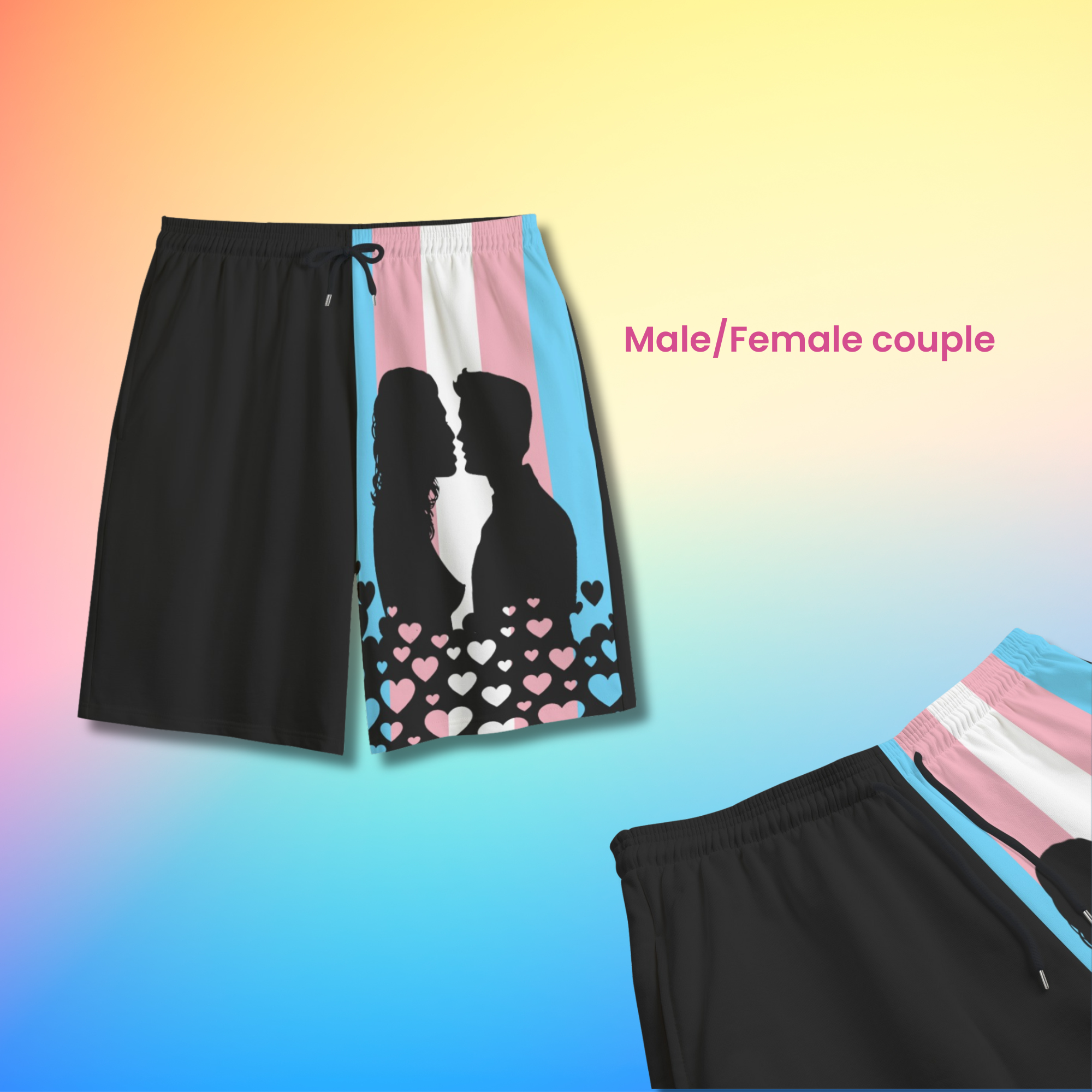 Transgender Pride Flag Couple Shorts