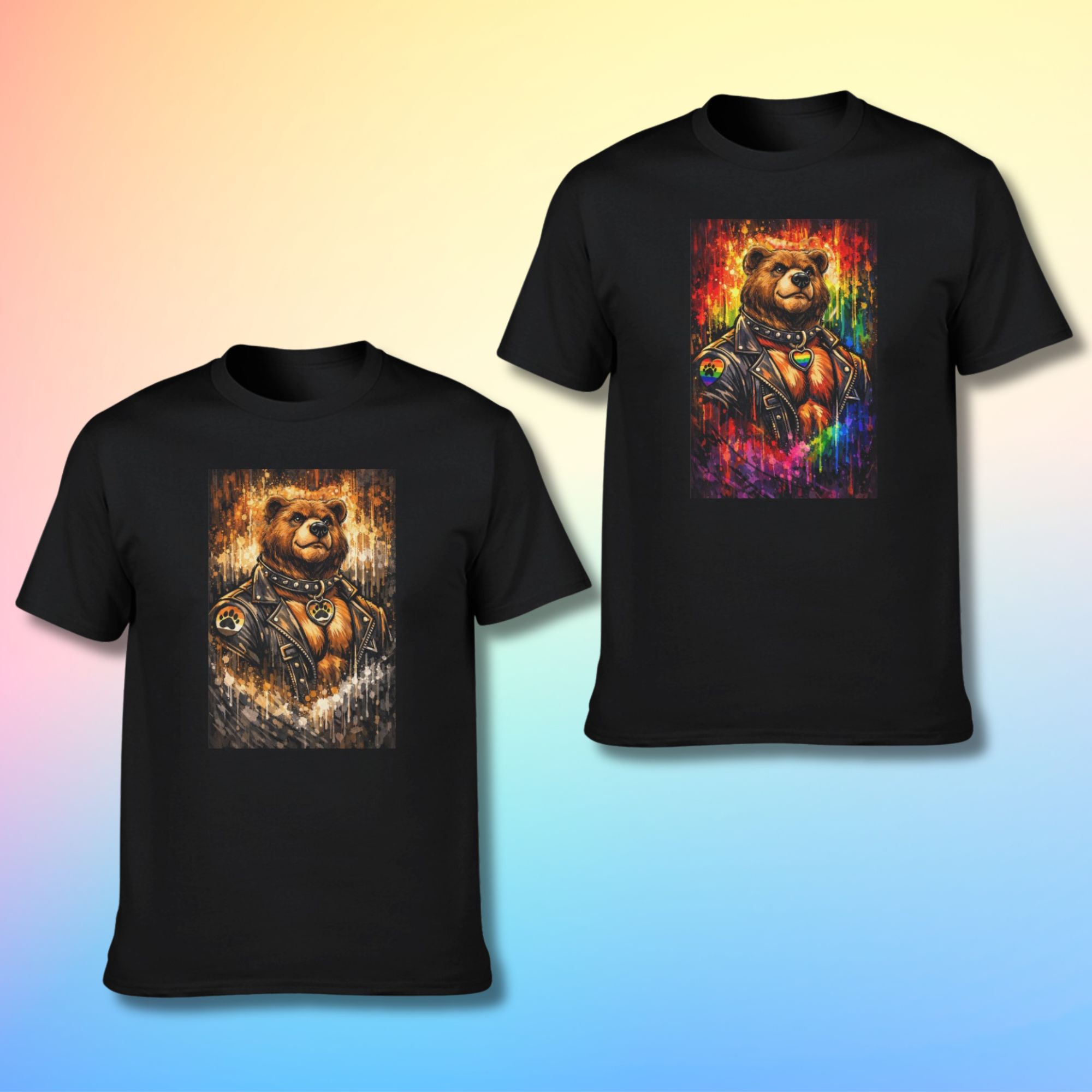 Leather Bear Pride Flag T-Shirt
