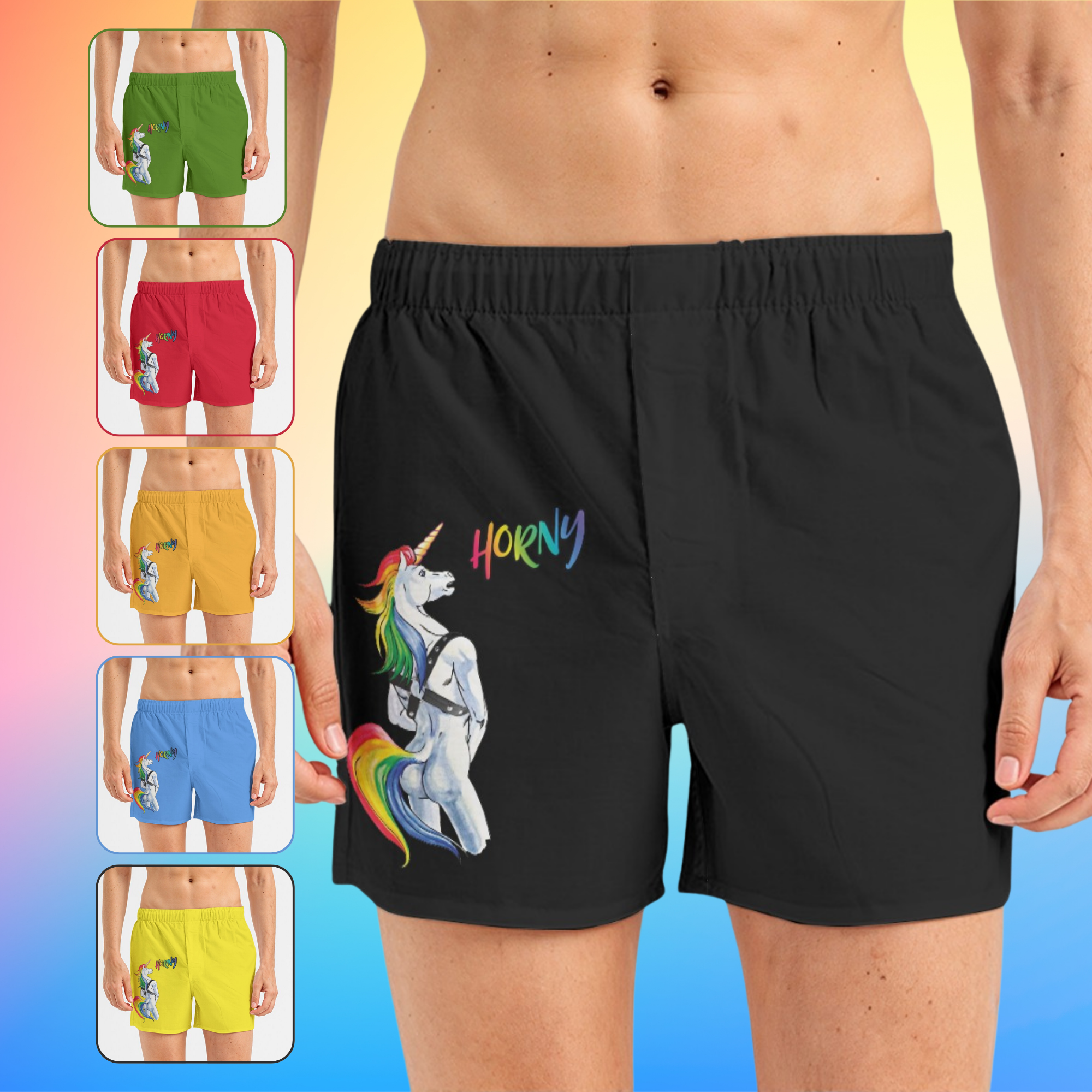 Horny Unicorn Gay Men Boxer Shorts