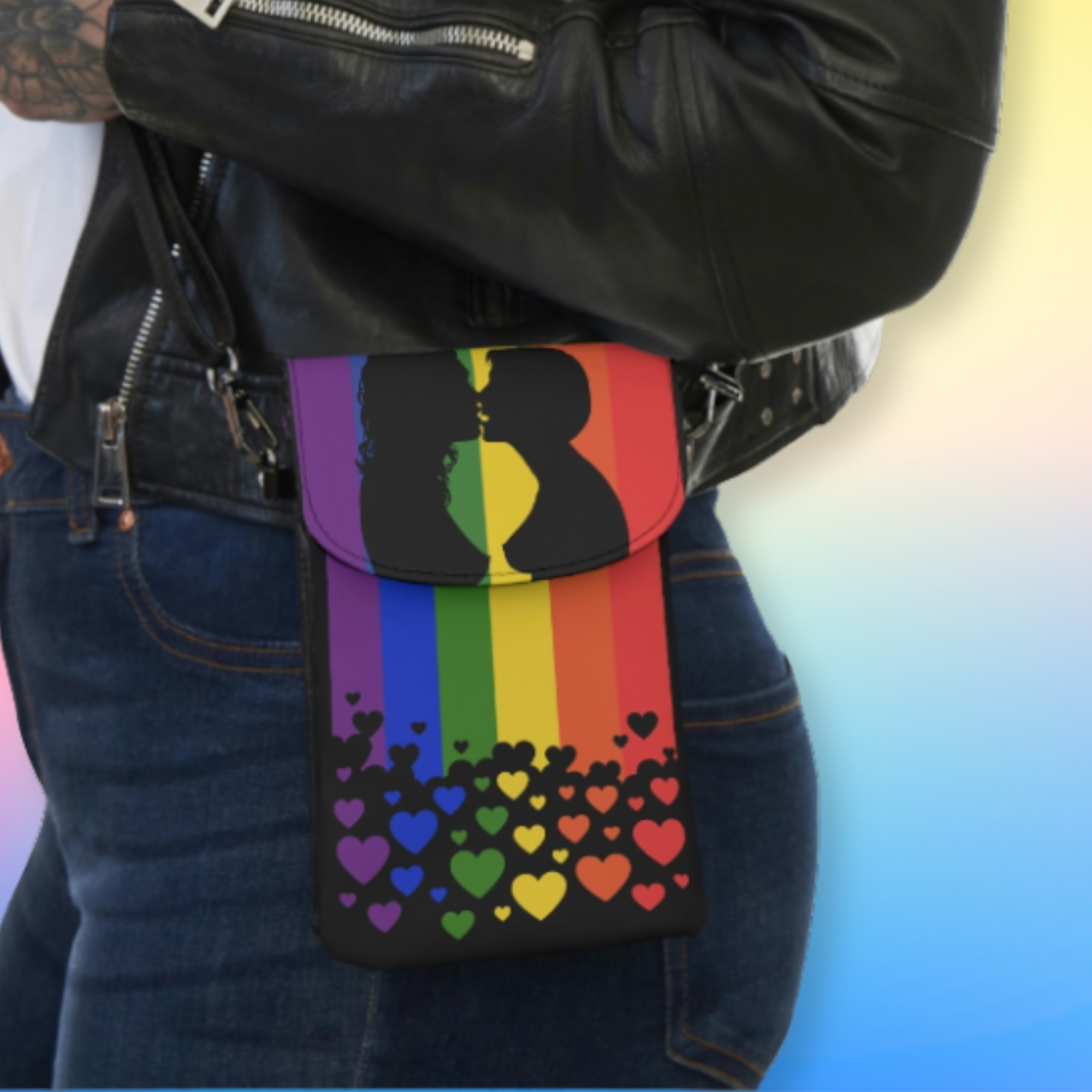 Lesbian Kiss crossbody phone wallet bag