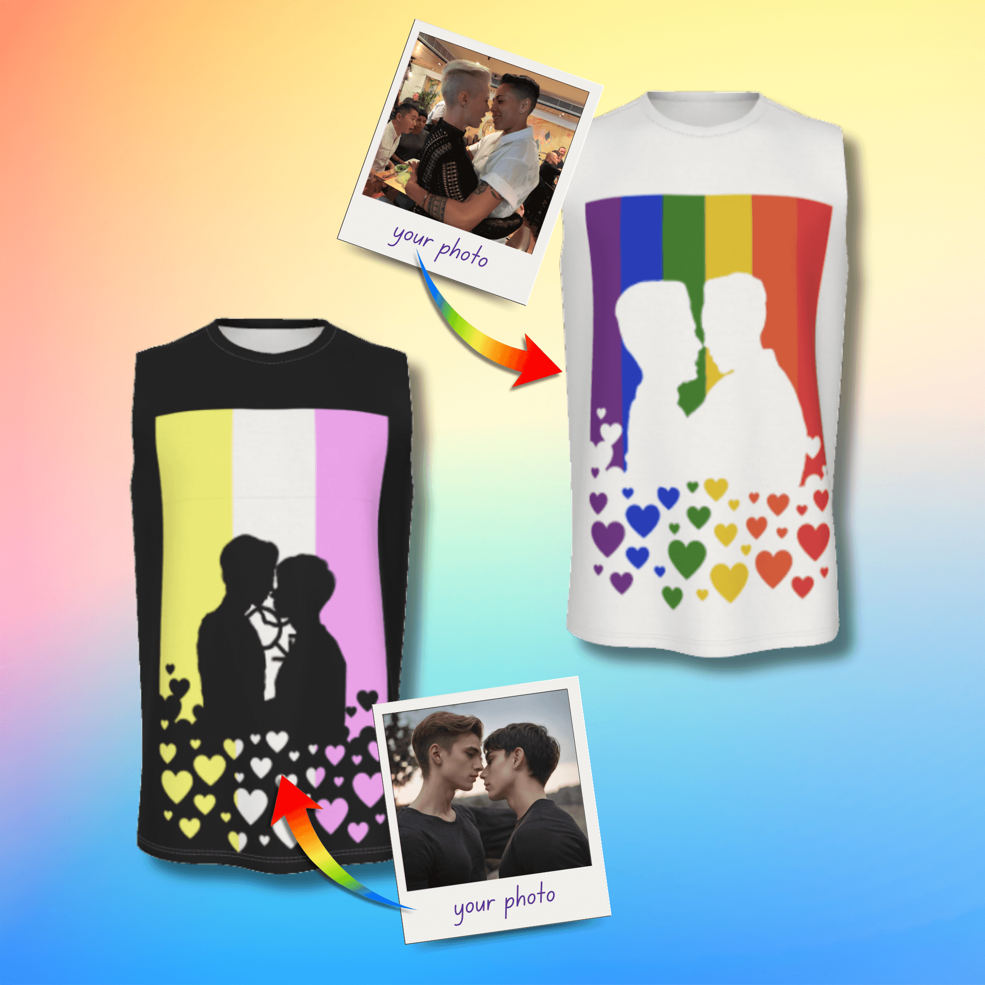 Custom Photo Pride Flag Sleeveless Top