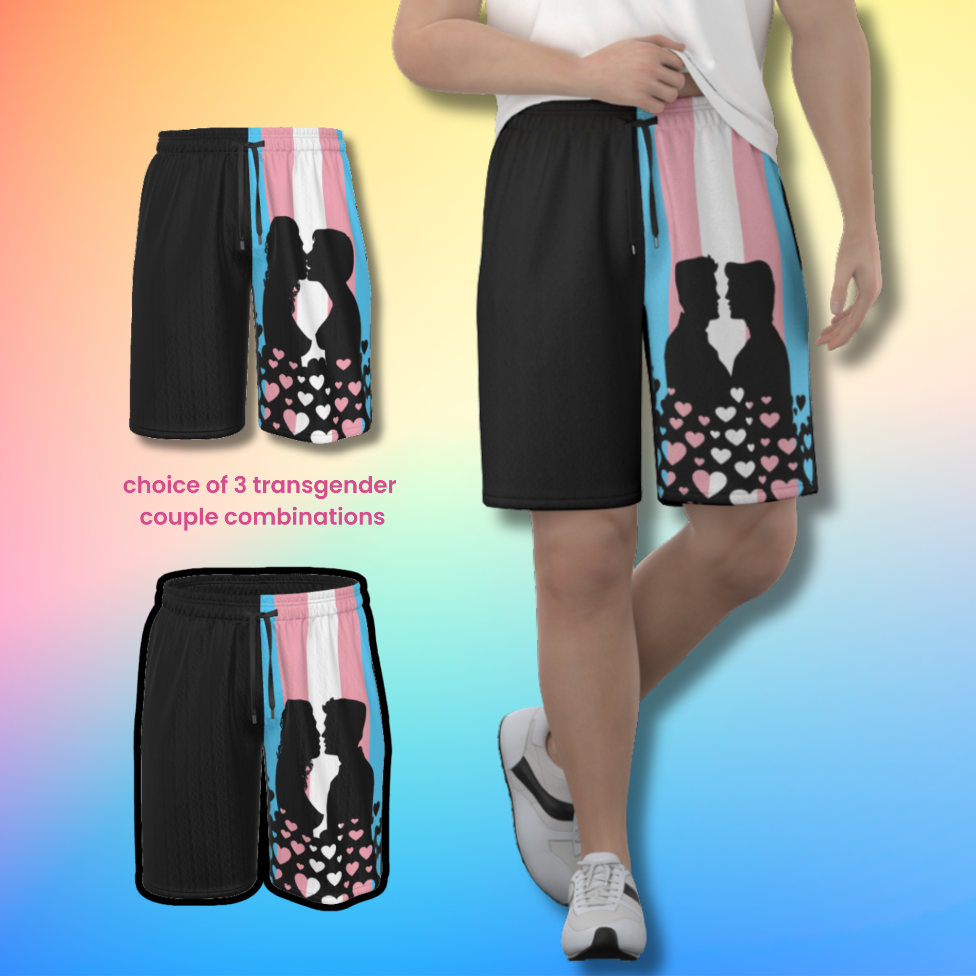 Transgender Pride Flag Couple Shorts