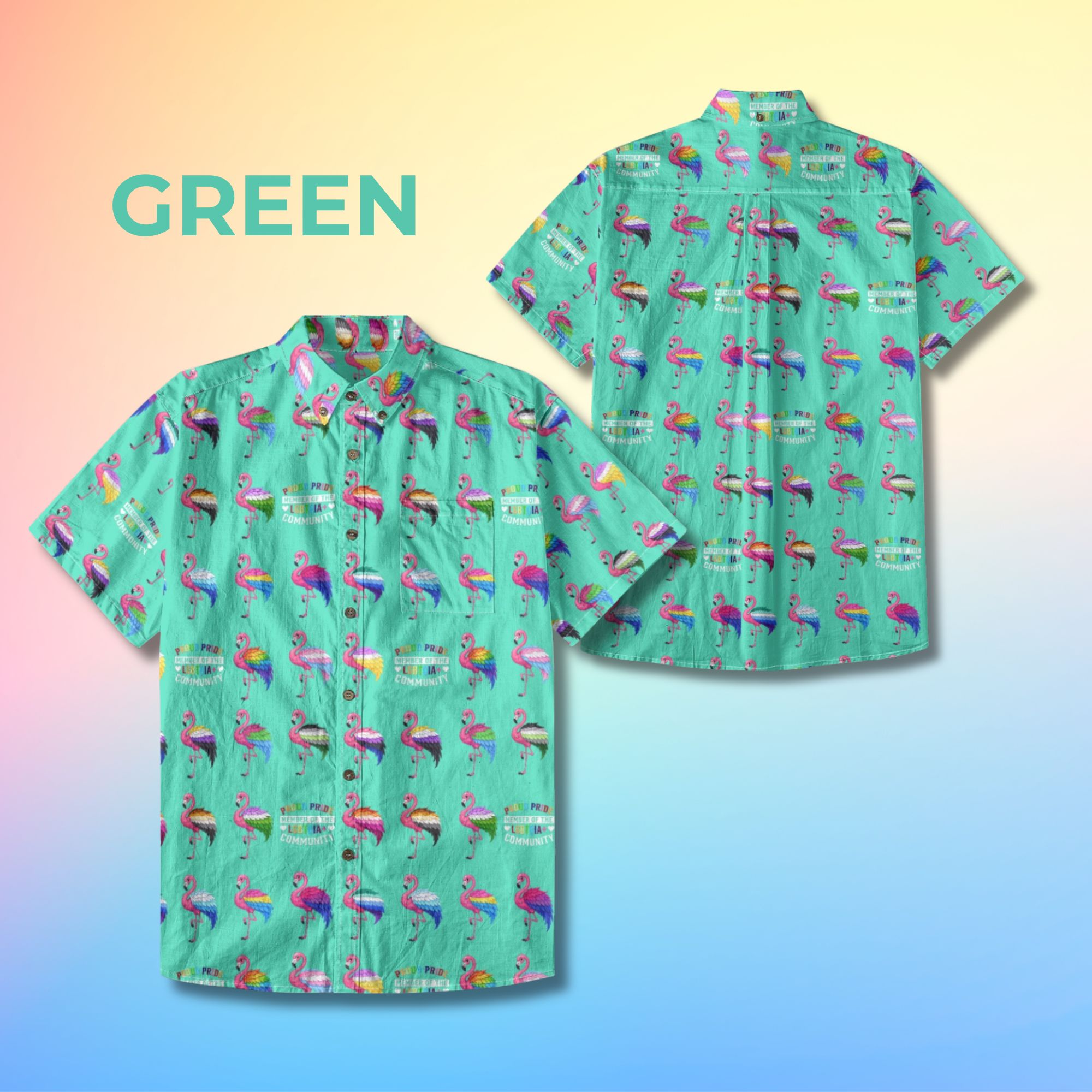 Proud Pride – LGBTQIA+ Community Flamingo Button-Up Shirt