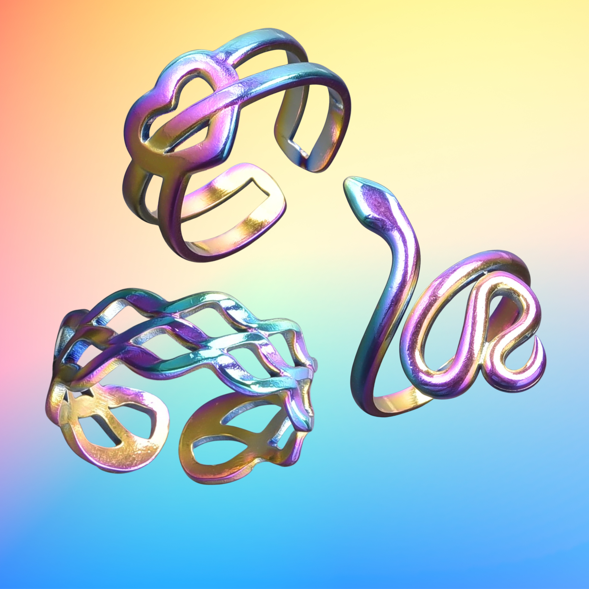 Rainbow colour pride rings