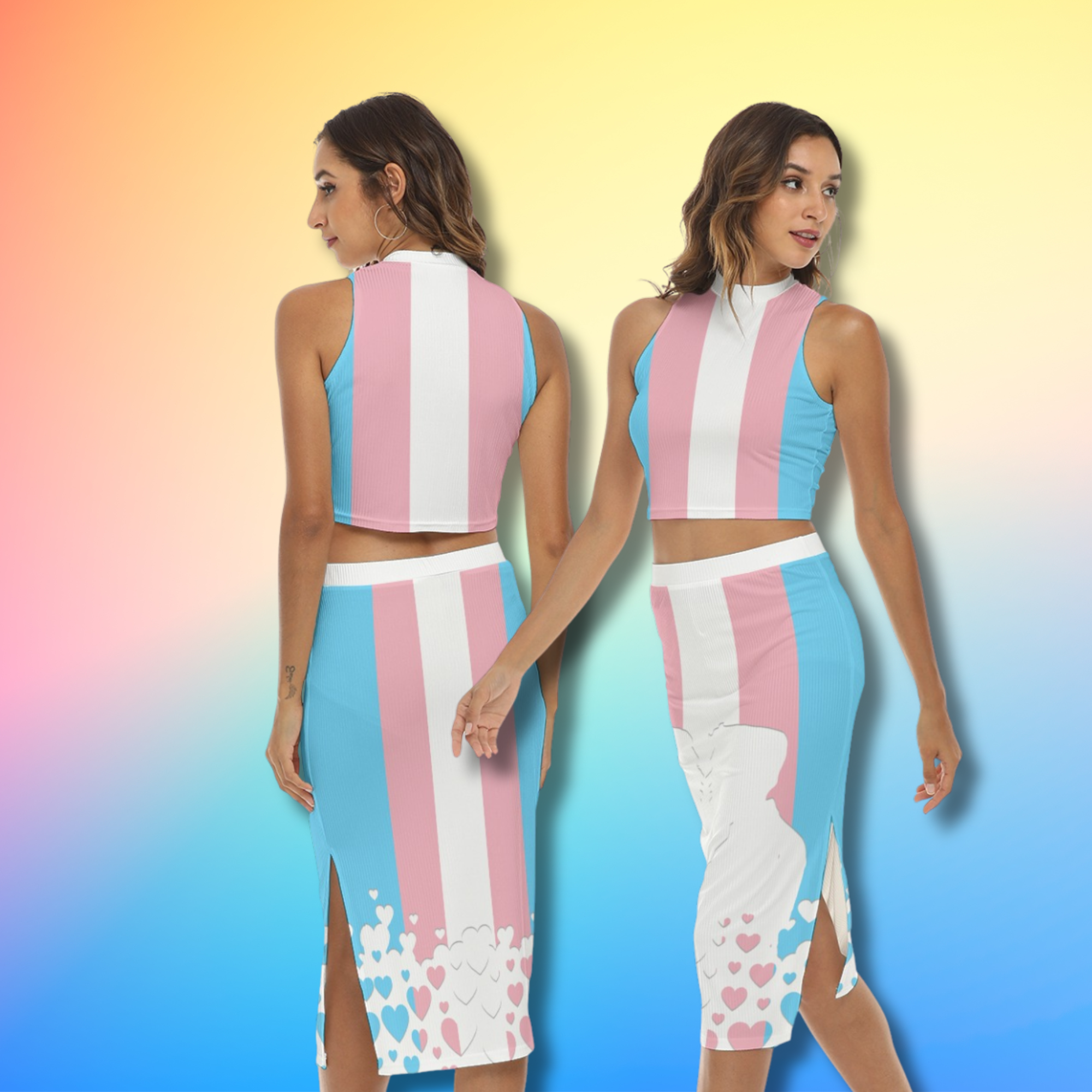 Transgender Pride Flag Skirt & Top Set