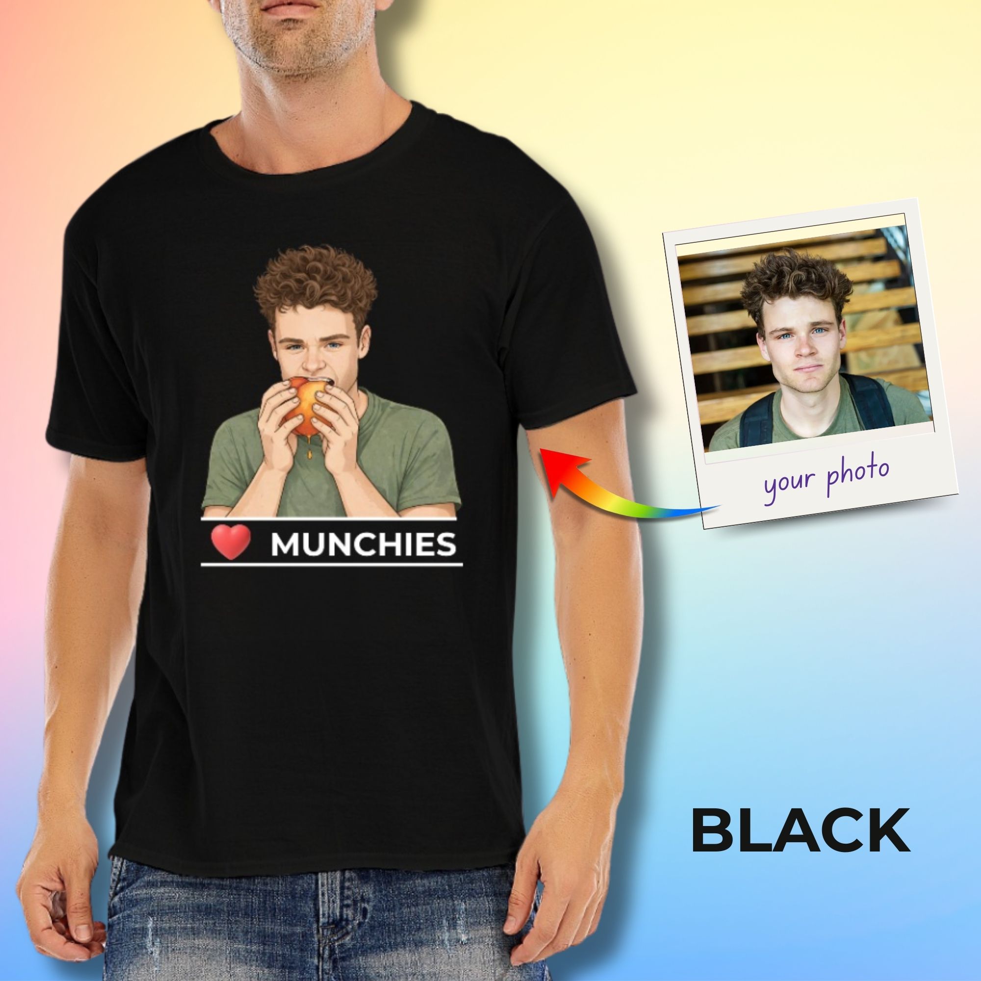 Custom Photo “Munchies” T-Shirt – Eating Peach