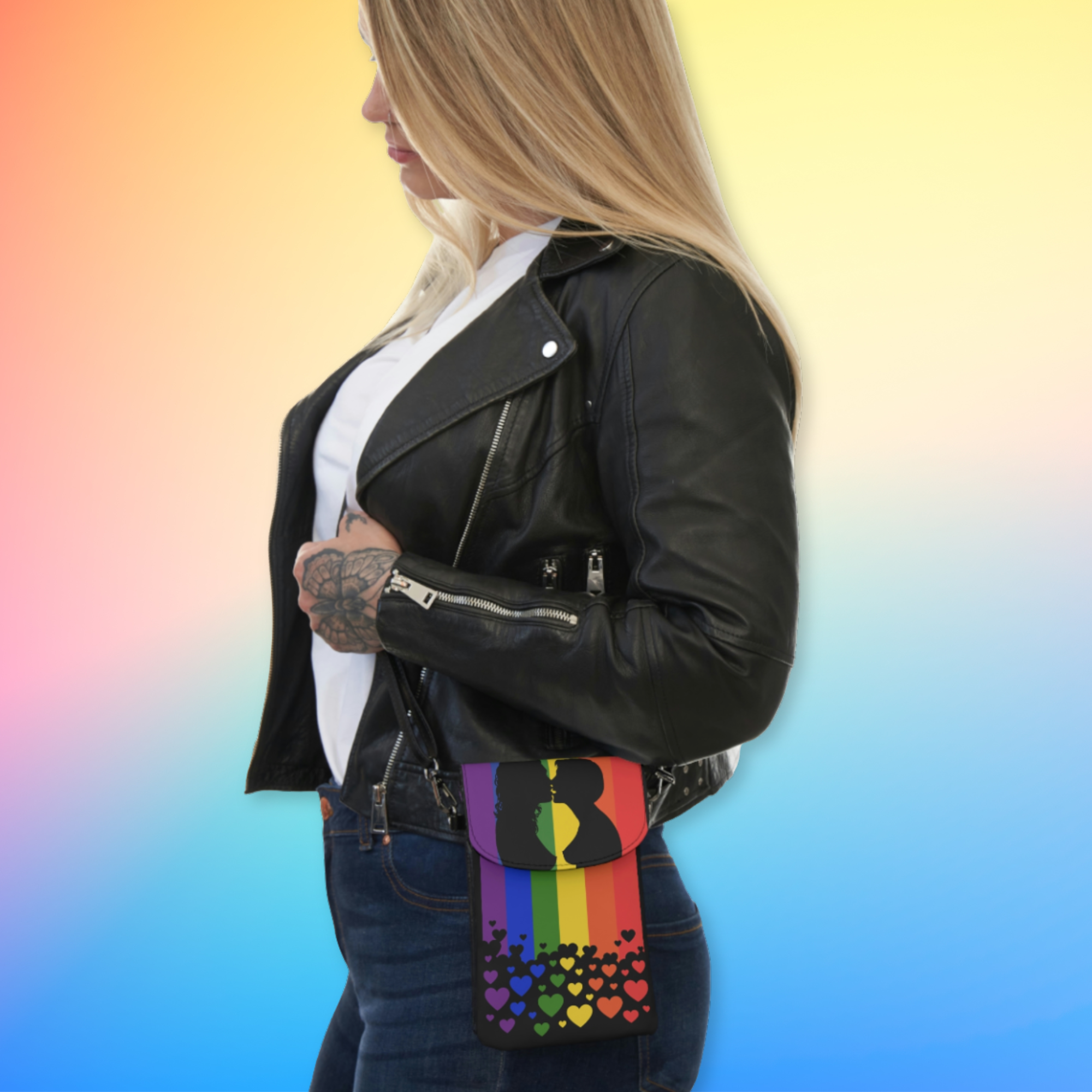 Lesbian Kiss crossbody phone wallet bag
