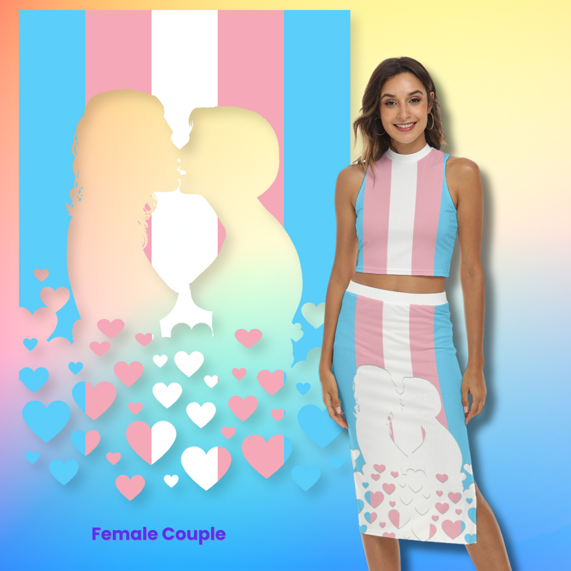 Transgender Pride Flag Skirt & Top Set
