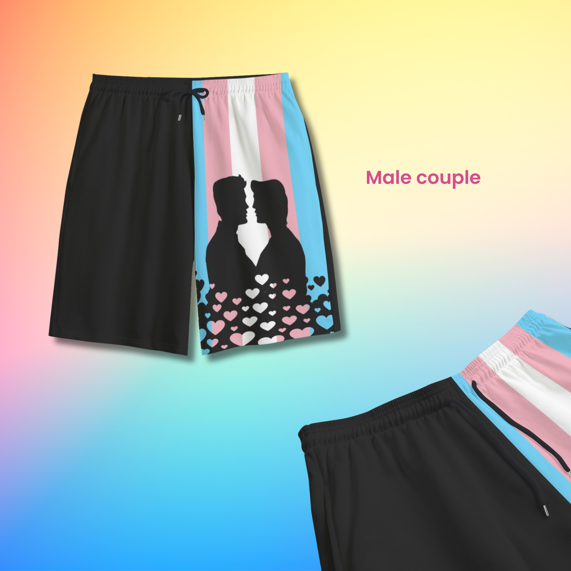 Transgender Pride Flag Couple Shorts